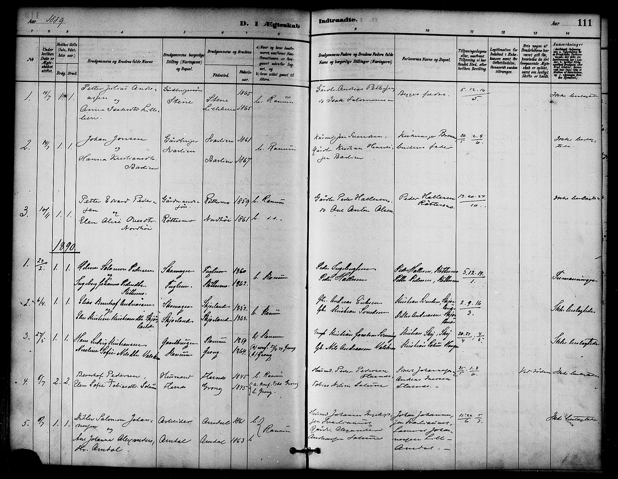 Ministerialprotokoller, klokkerbøker og fødselsregistre - Nord-Trøndelag, AV/SAT-A-1458/764/L0555: Parish register (official) no. 764A10, 1881-1896, p. 111