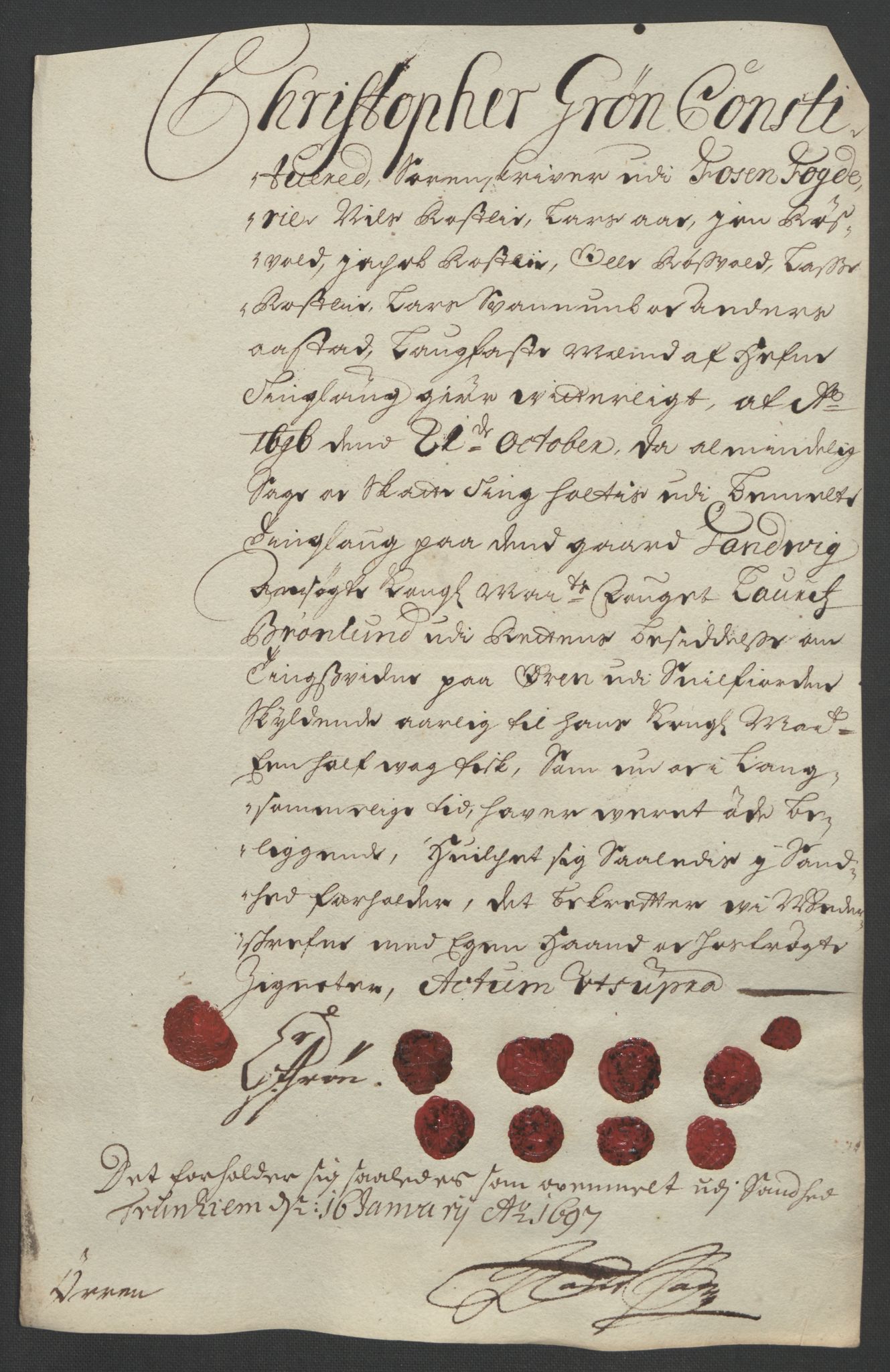 Rentekammeret inntil 1814, Reviderte regnskaper, Fogderegnskap, AV/RA-EA-4092/R57/L3851: Fogderegnskap Fosen, 1695-1696, p. 293