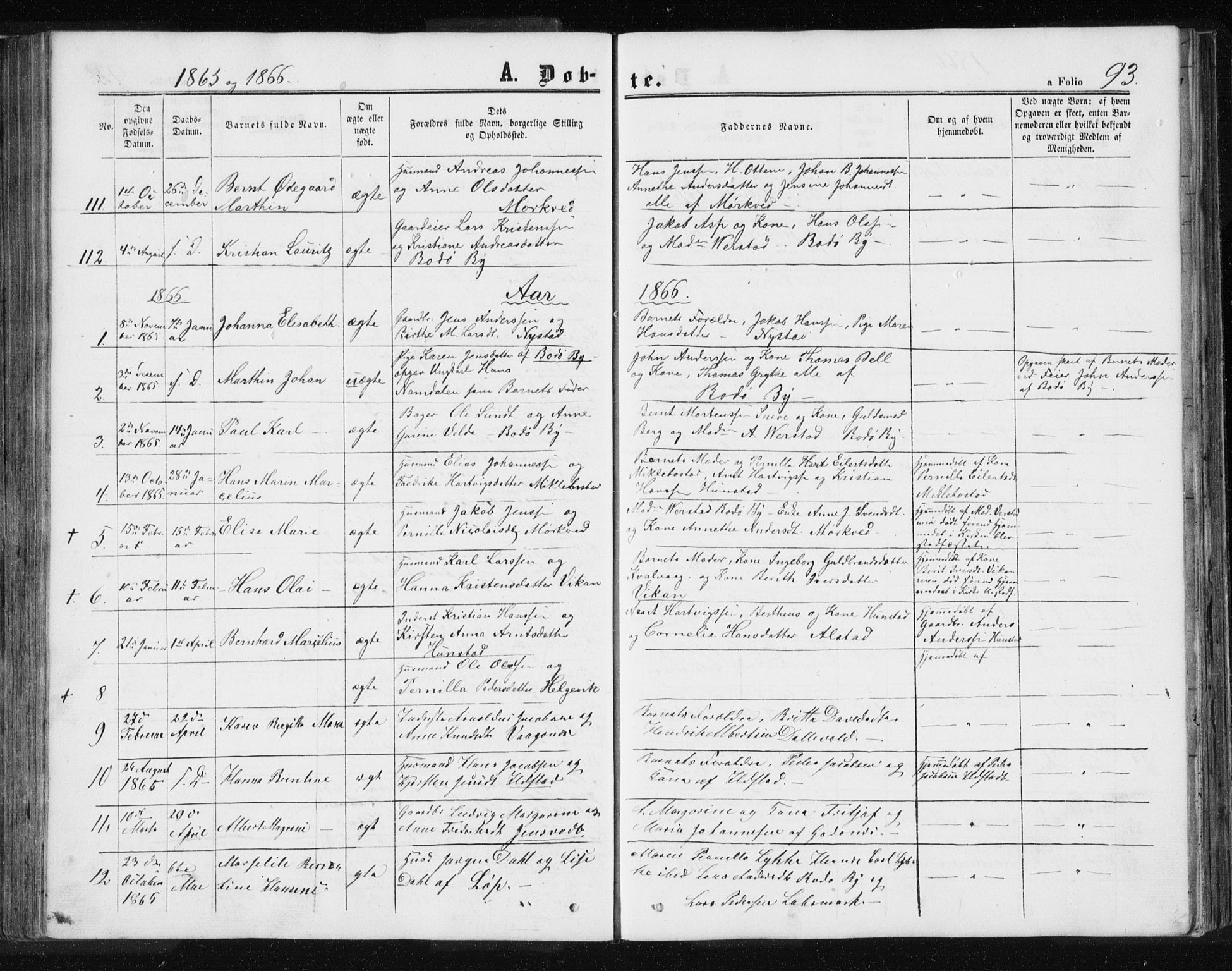 Ministerialprotokoller, klokkerbøker og fødselsregistre - Nordland, SAT/A-1459/801/L0028: Parish register (copy) no. 801C03, 1855-1867, p. 93