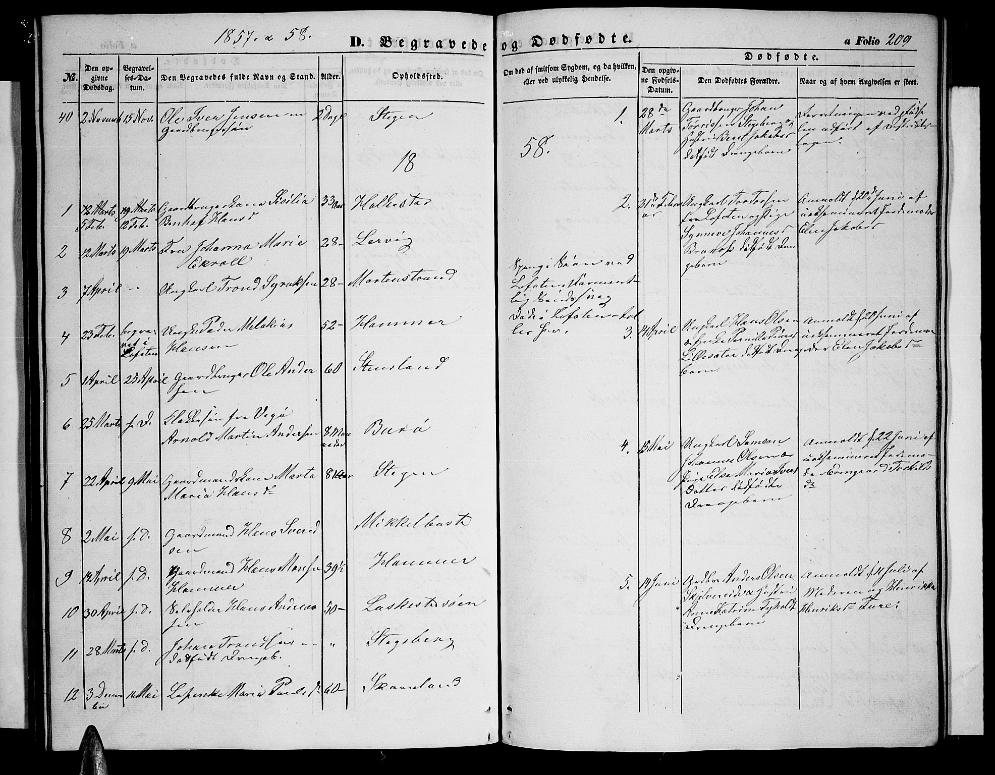 Ministerialprotokoller, klokkerbøker og fødselsregistre - Nordland, SAT/A-1459/855/L0814: Parish register (copy) no. 855C03, 1851-1864, p. 209