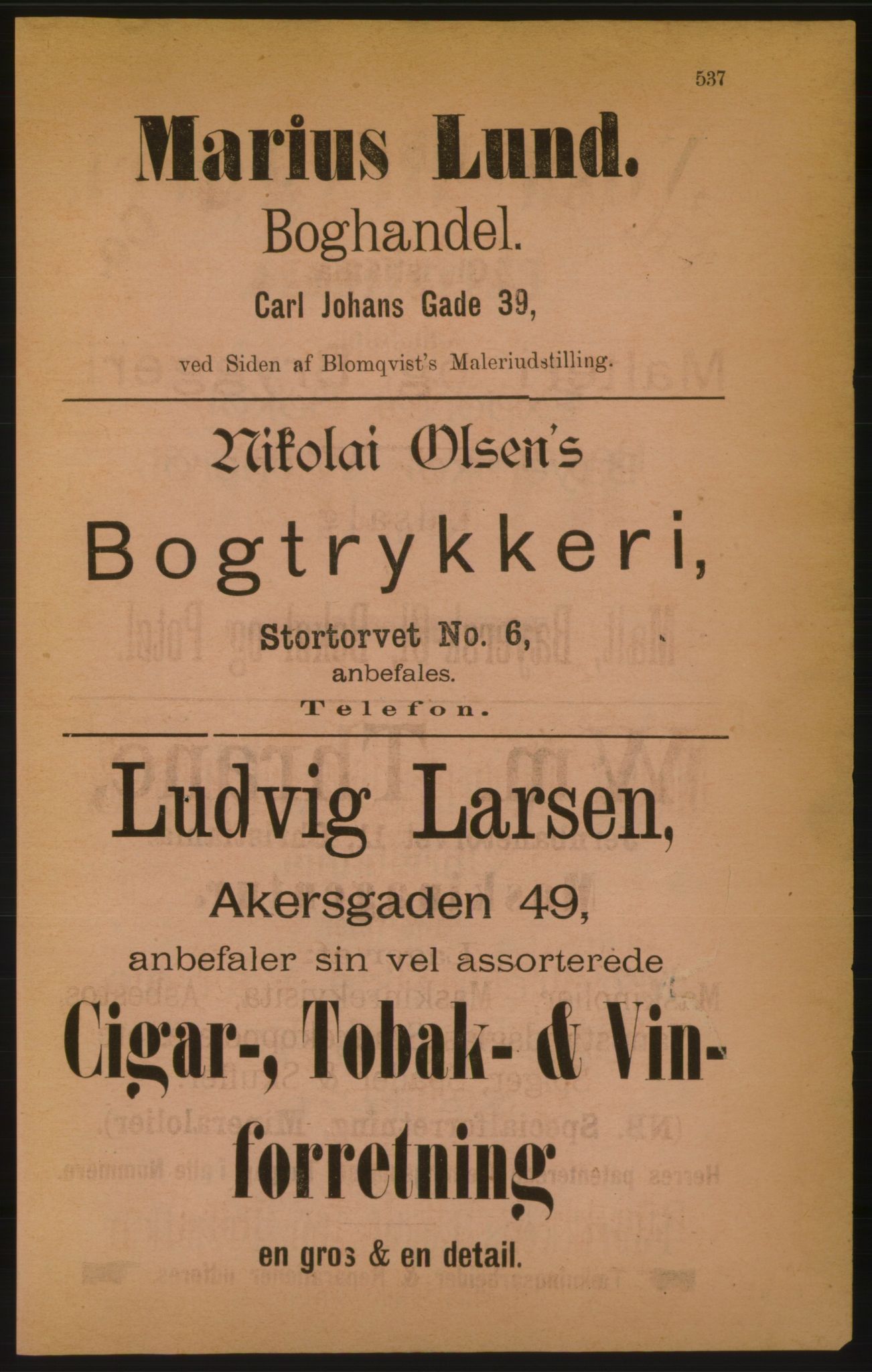 Kristiania/Oslo adressebok, PUBL/-, 1886, p. 537