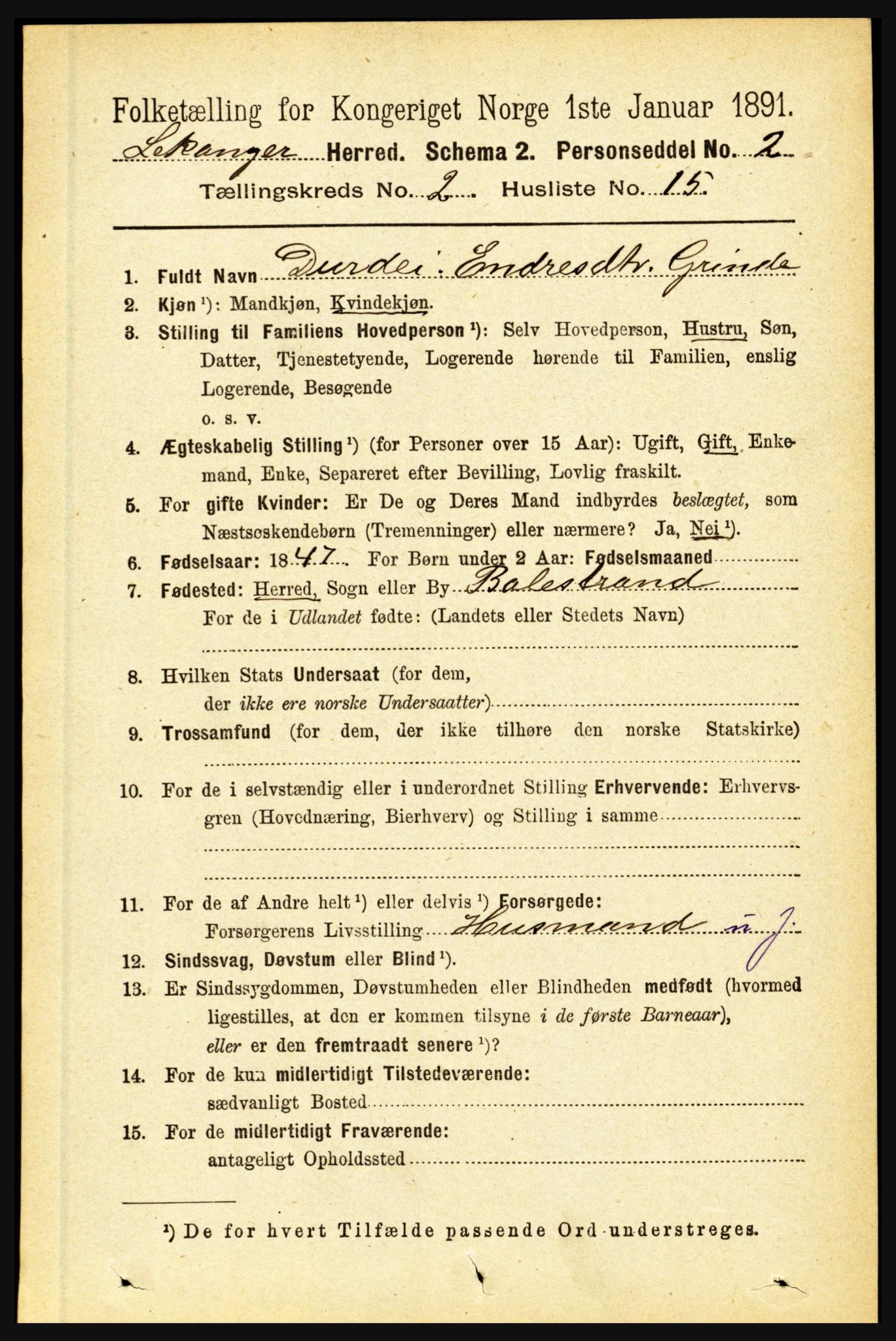 RA, 1891 census for 1419 Leikanger, 1891, p. 240