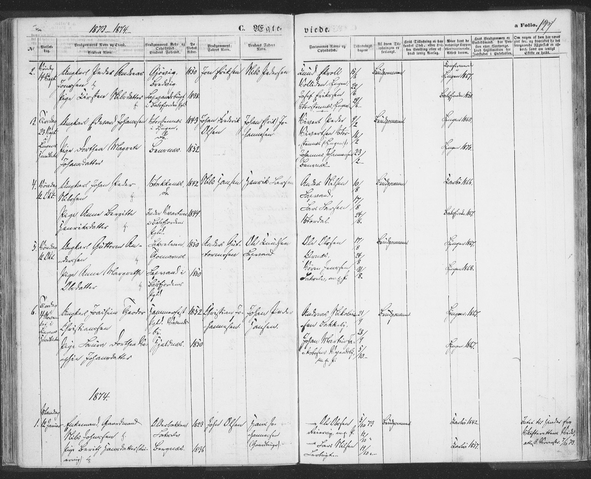 Lyngen sokneprestembete, SATØ/S-1289/H/He/Hea/L0009kirke: Parish register (official) no. 9, 1864-1882, p. 127