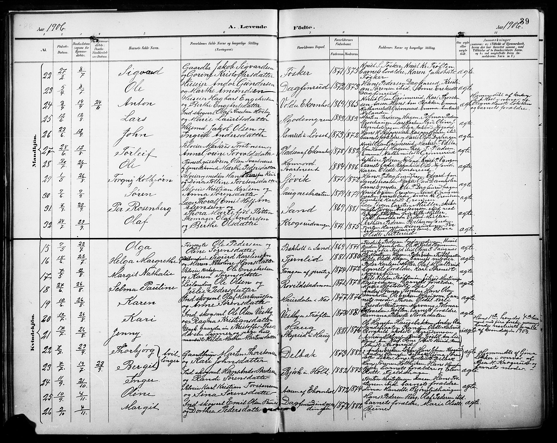 Nord-Odal prestekontor, AV/SAH-PREST-032/H/Ha/Hab/L0003: Parish register (copy) no. 3, 1895-1923, p. 39