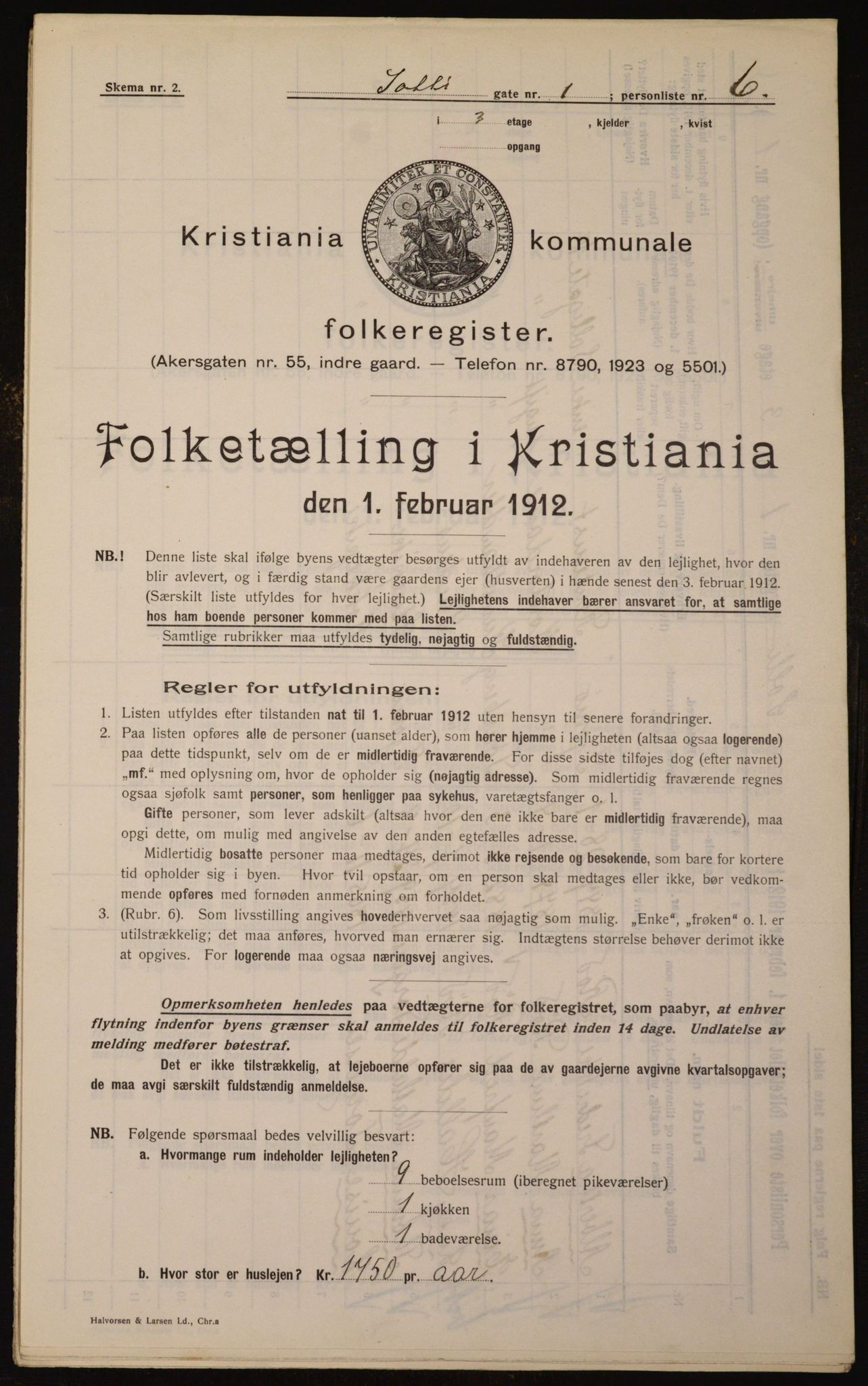 OBA, Municipal Census 1912 for Kristiania, 1912, p. 99949