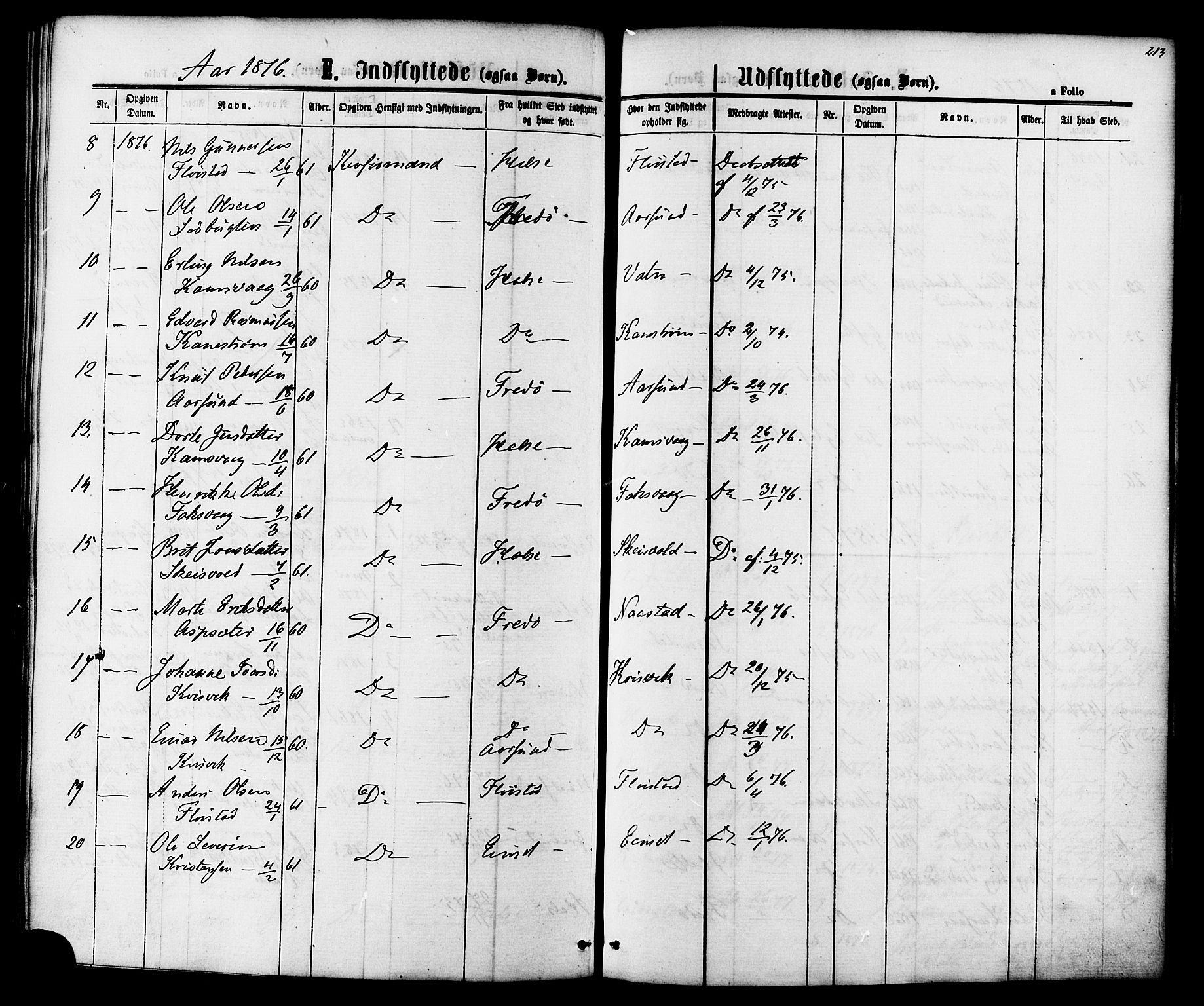 Ministerialprotokoller, klokkerbøker og fødselsregistre - Møre og Romsdal, AV/SAT-A-1454/587/L0999: Parish register (official) no. 587A01, 1864-1886, p. 213