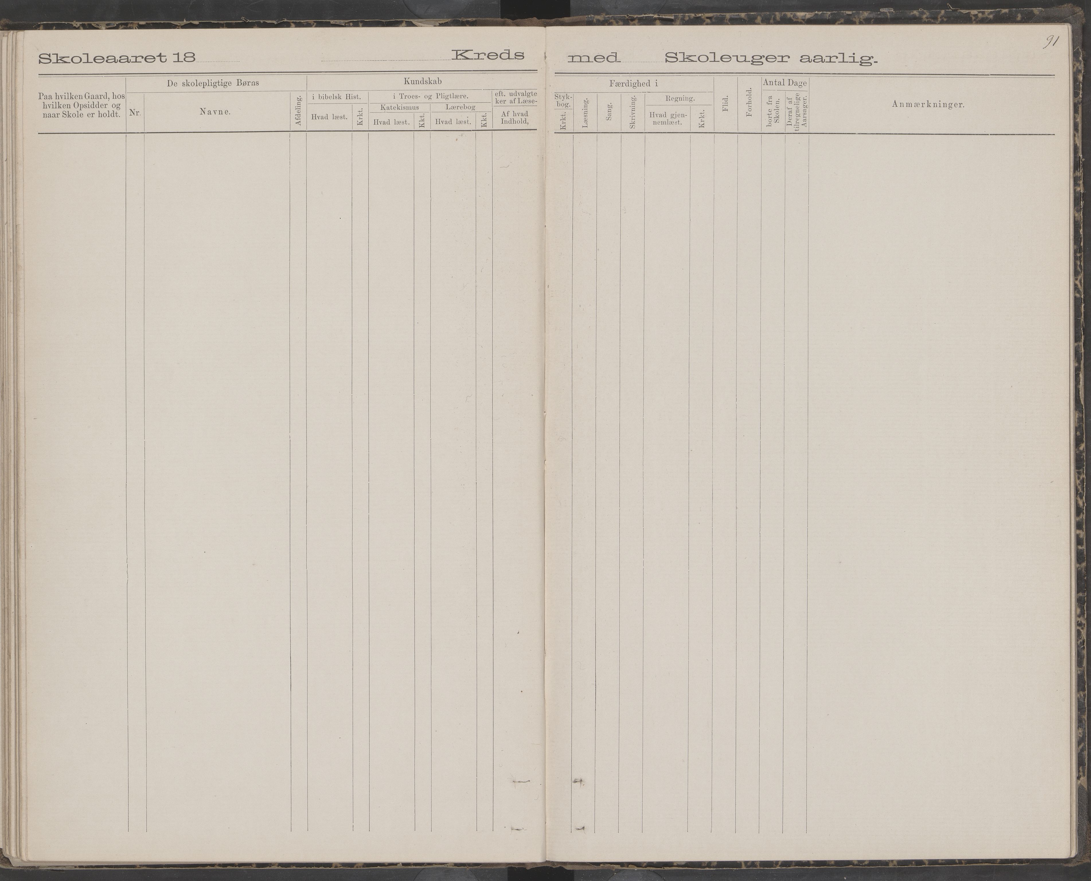 Dønna kommune. Snekkevik skolekrets, AIN/K-18270.510.07/442/L0002: Skoleprotokoll, 1888-1893