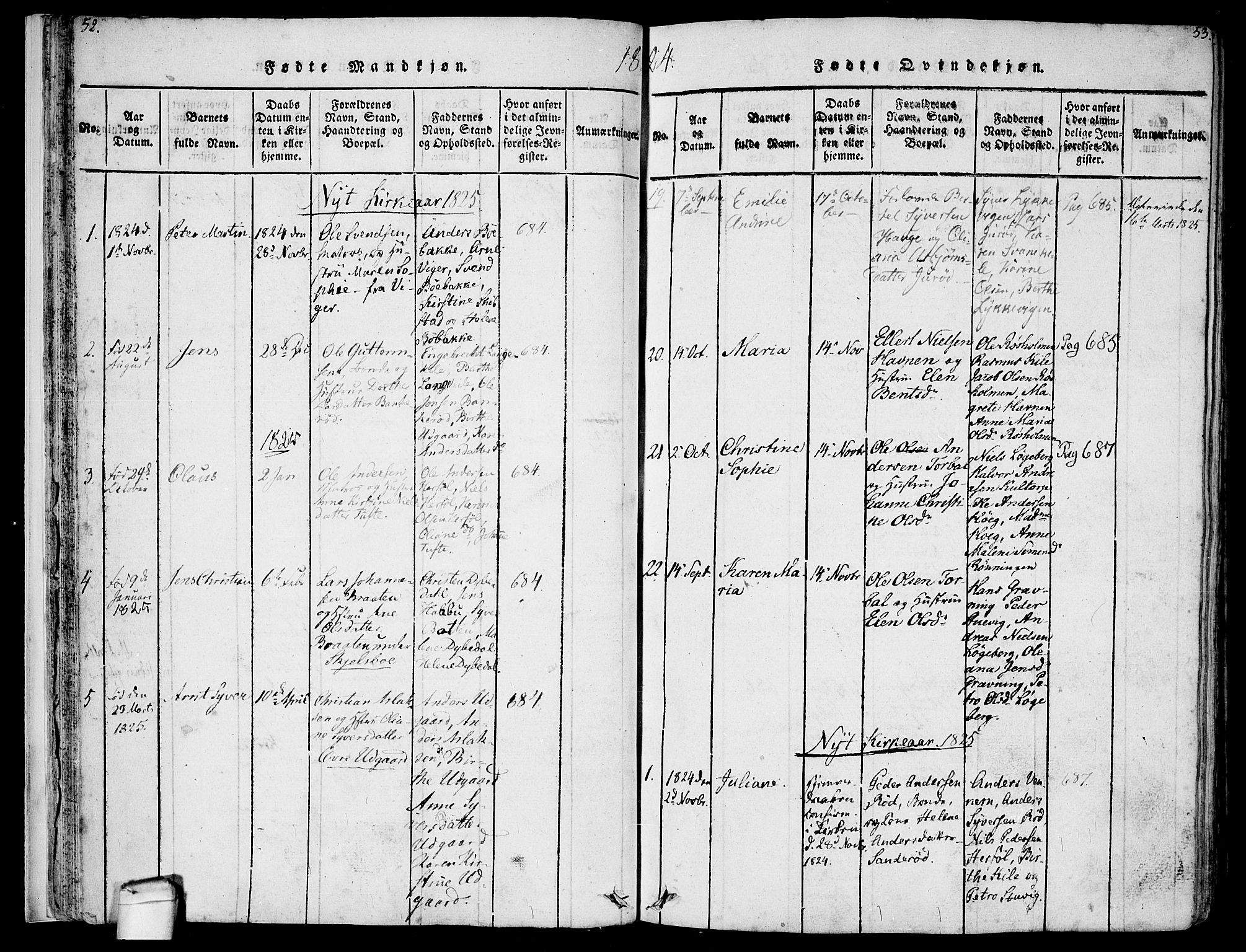 Hvaler prestekontor Kirkebøker, AV/SAO-A-2001/F/Fa/L0005: Parish register (official) no. I 5, 1816-1845, p. 52-53
