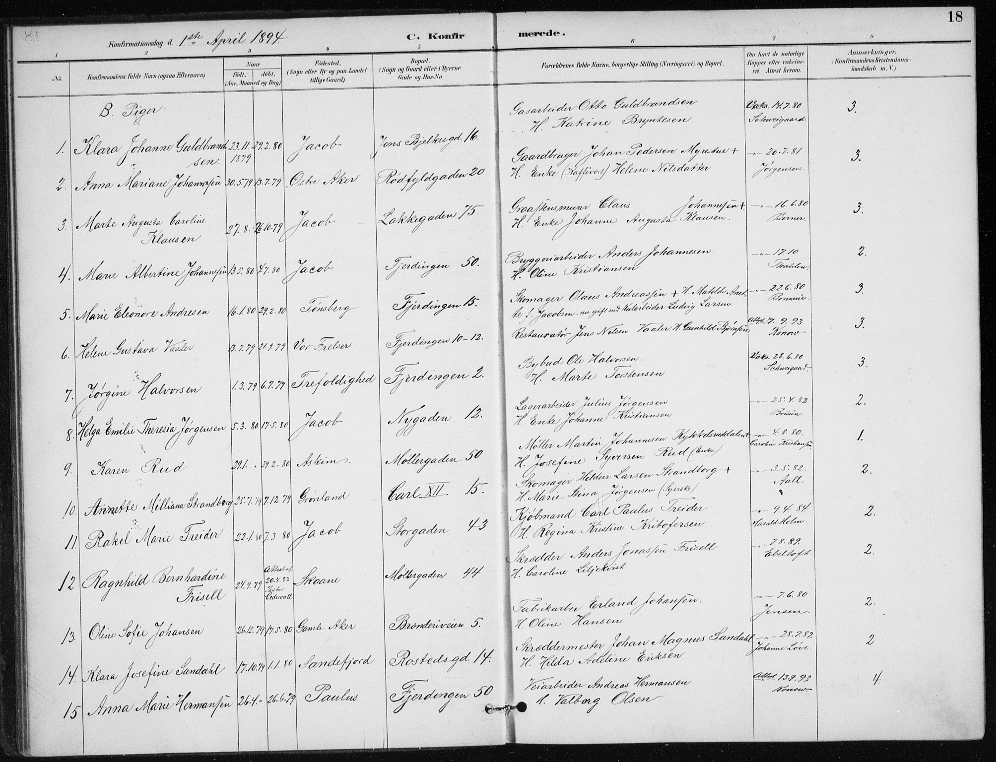 Jakob prestekontor Kirkebøker, AV/SAO-A-10850/F/Fa/L0008: Parish register (official) no. 8, 1892-1924, p. 18