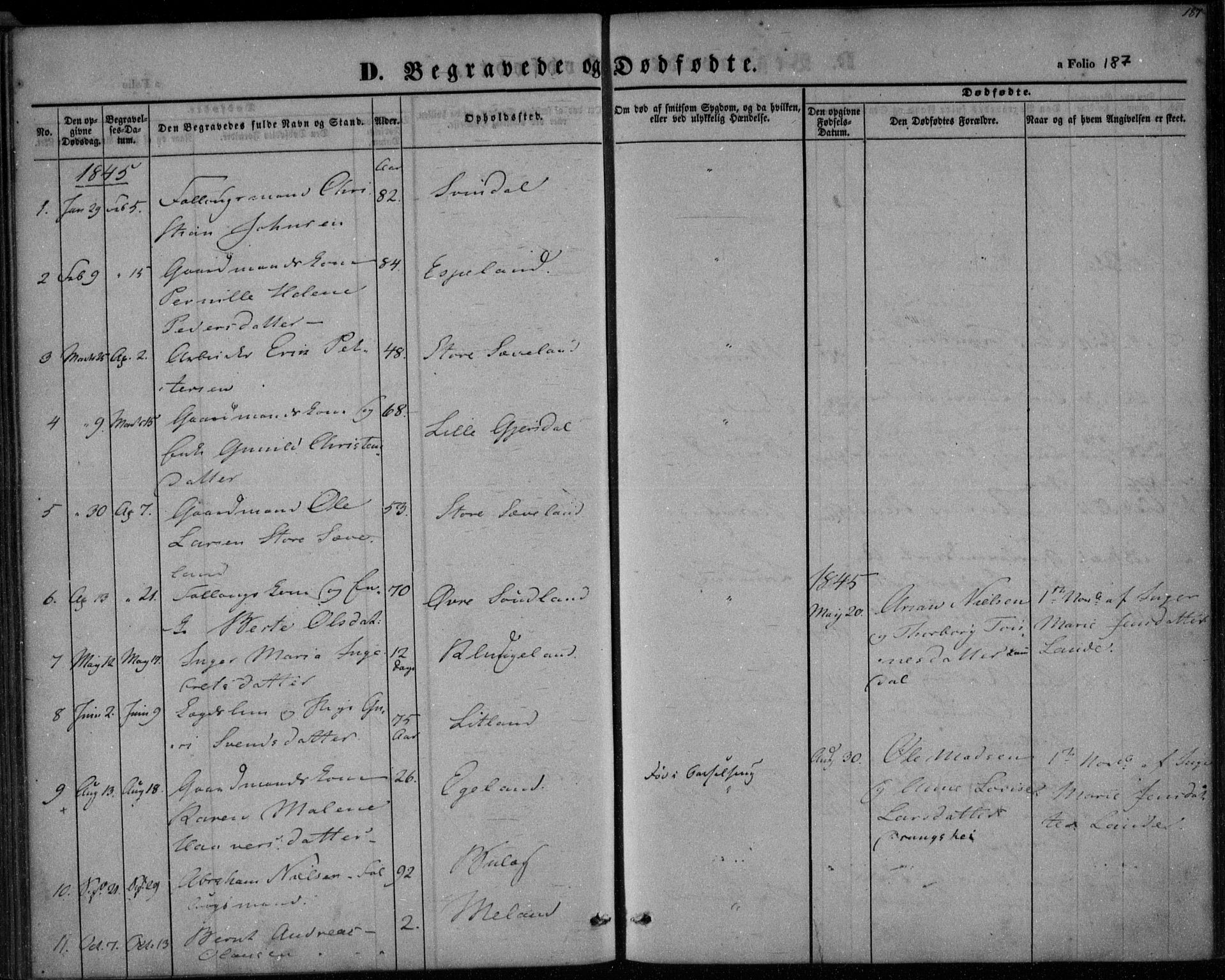 Herad sokneprestkontor, SAK/1111-0018/F/Fa/Faa/L0004: Parish register (official) no. A 4, 1844-1853, p. 187