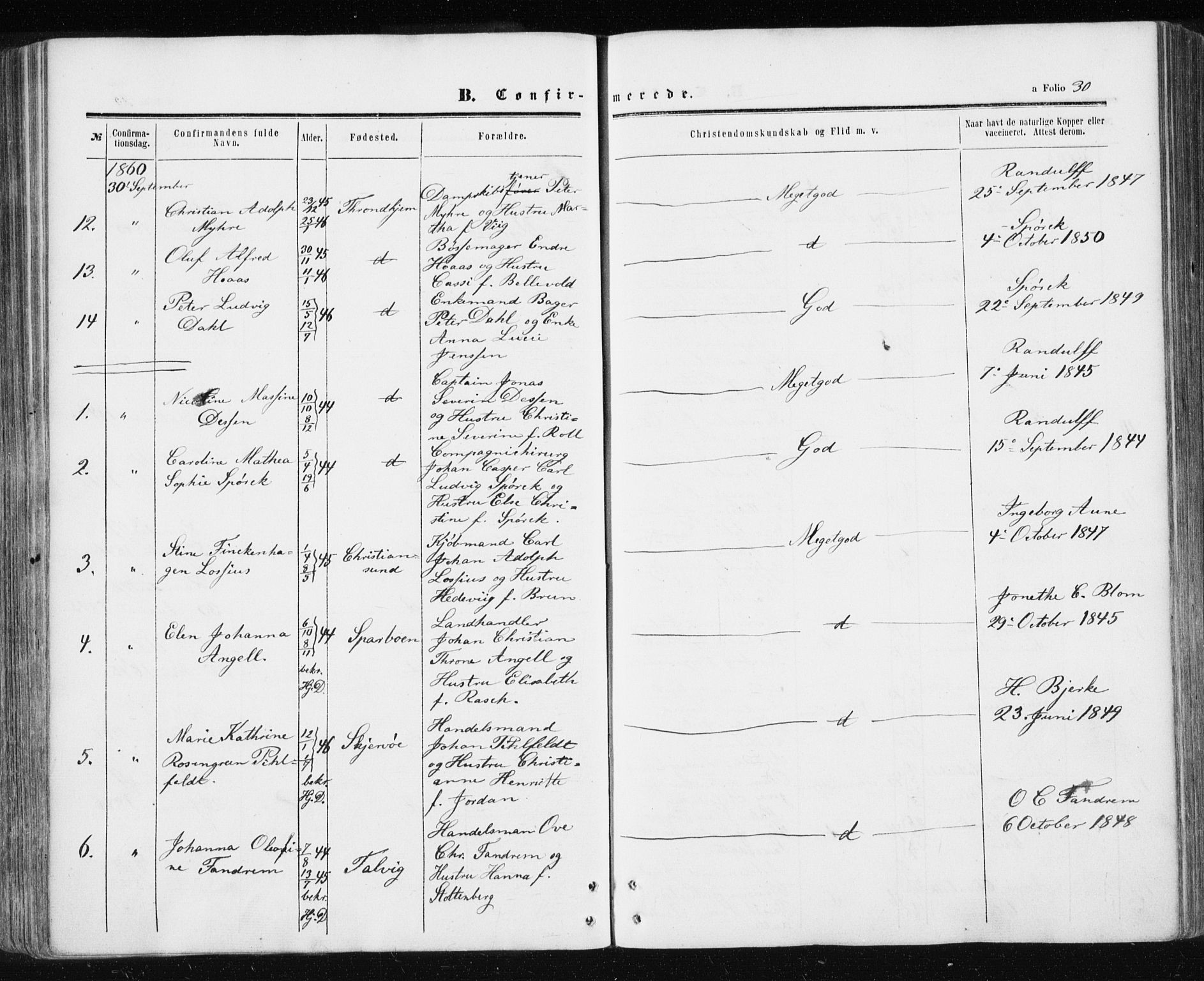 Ministerialprotokoller, klokkerbøker og fødselsregistre - Sør-Trøndelag, AV/SAT-A-1456/601/L0053: Parish register (official) no. 601A21, 1857-1865, p. 30