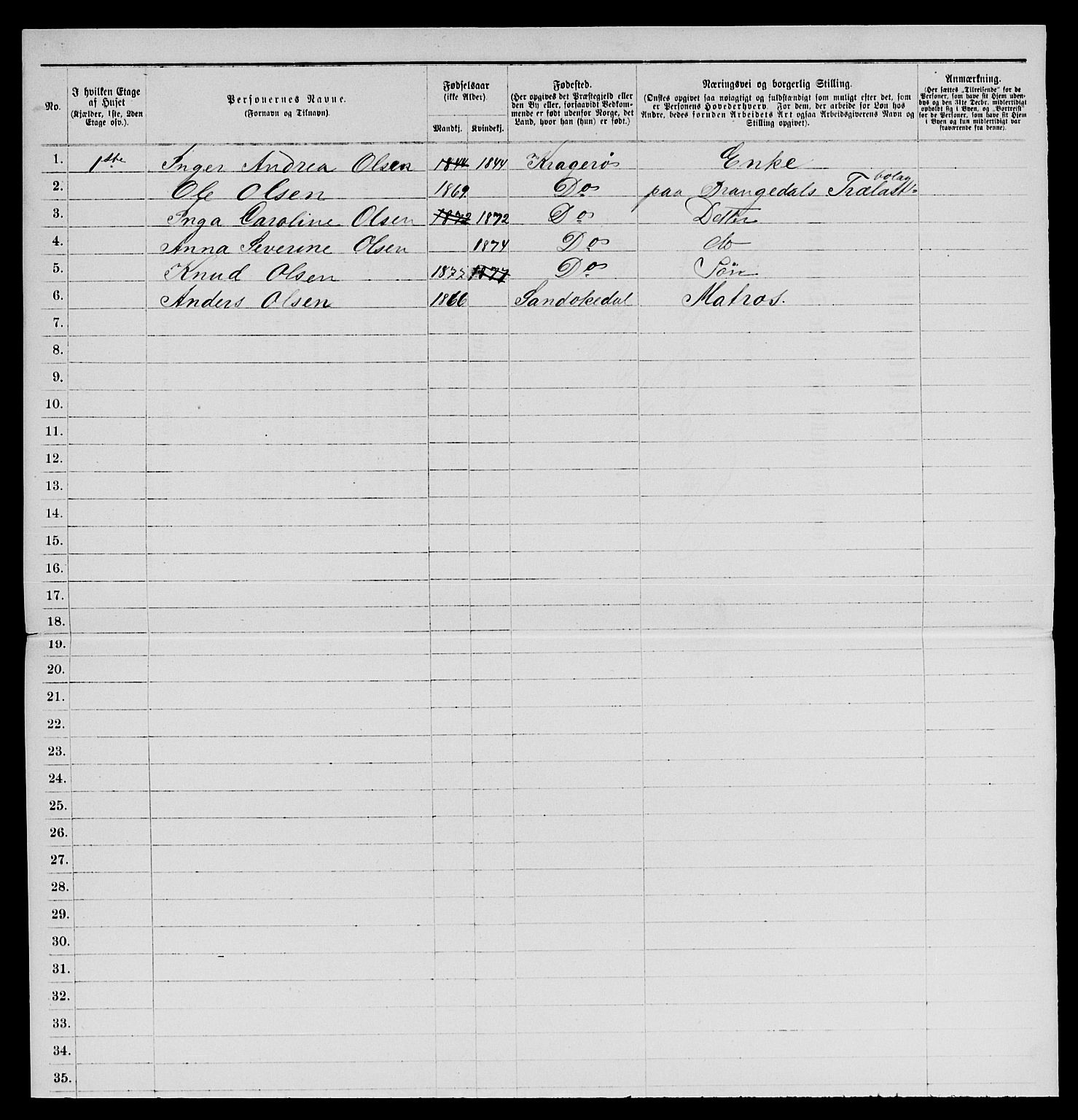 SAKO, 1885 census for 0801 Kragerø, 1885, p. 261