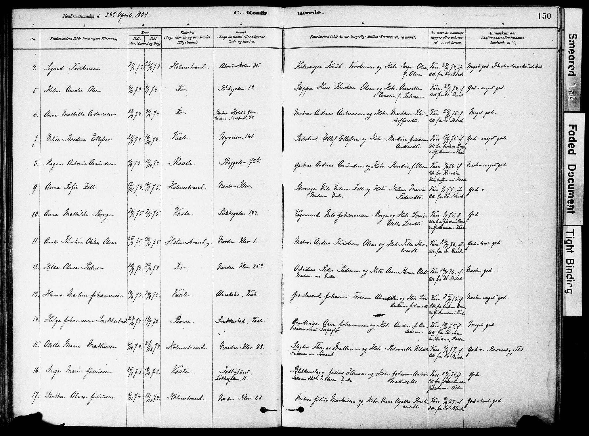 Holmestrand kirkebøker, AV/SAKO-A-346/F/Fa/L0004: Parish register (official) no. 4, 1880-1901, p. 150