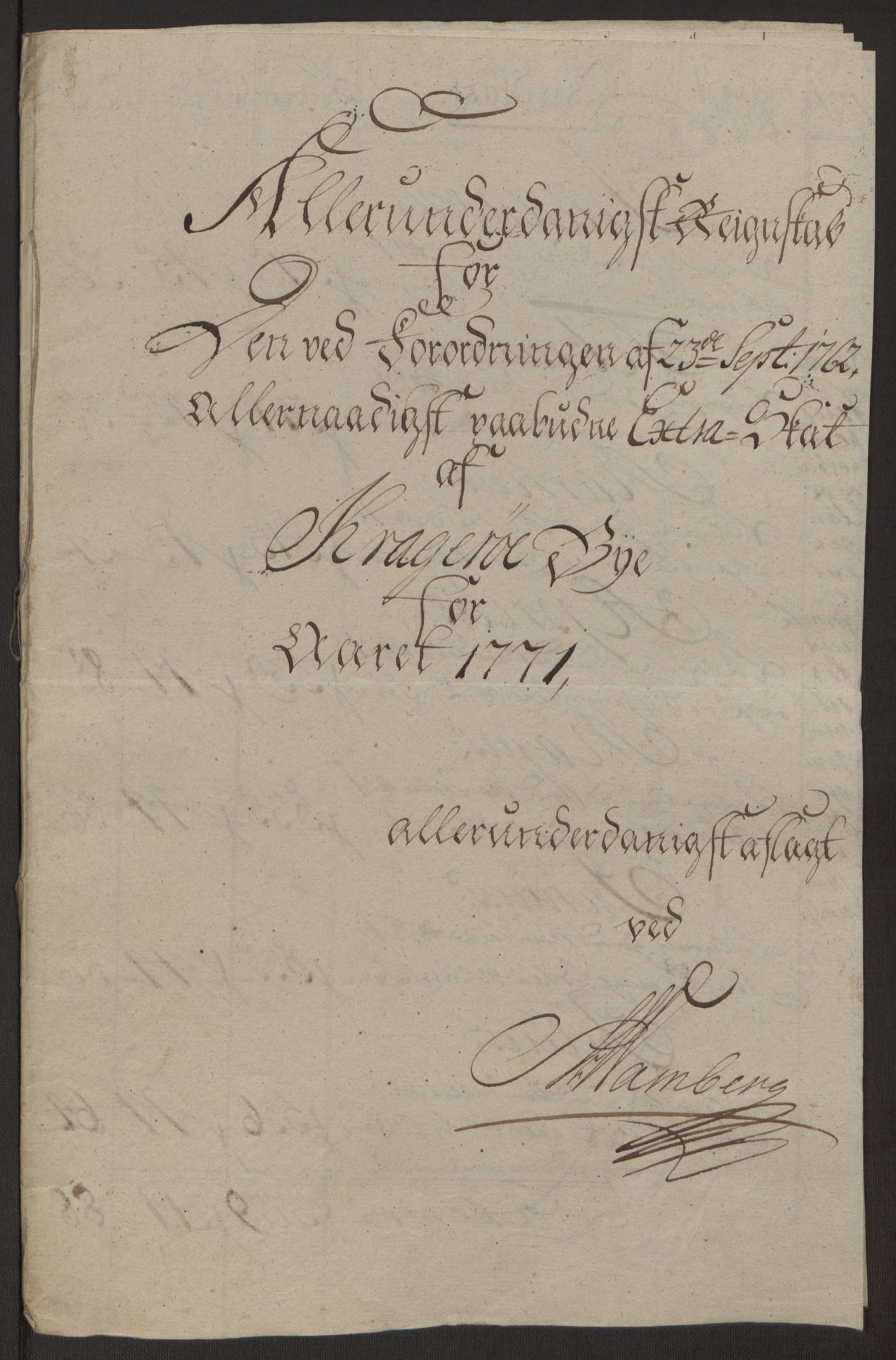 Rentekammeret inntil 1814, Reviderte regnskaper, Byregnskaper, RA/EA-4066/R/Rk/L0218/0003: [K2] Kontribusjonsregnskap / Ekstra- og rangskatt, 1768-1772, p. 59