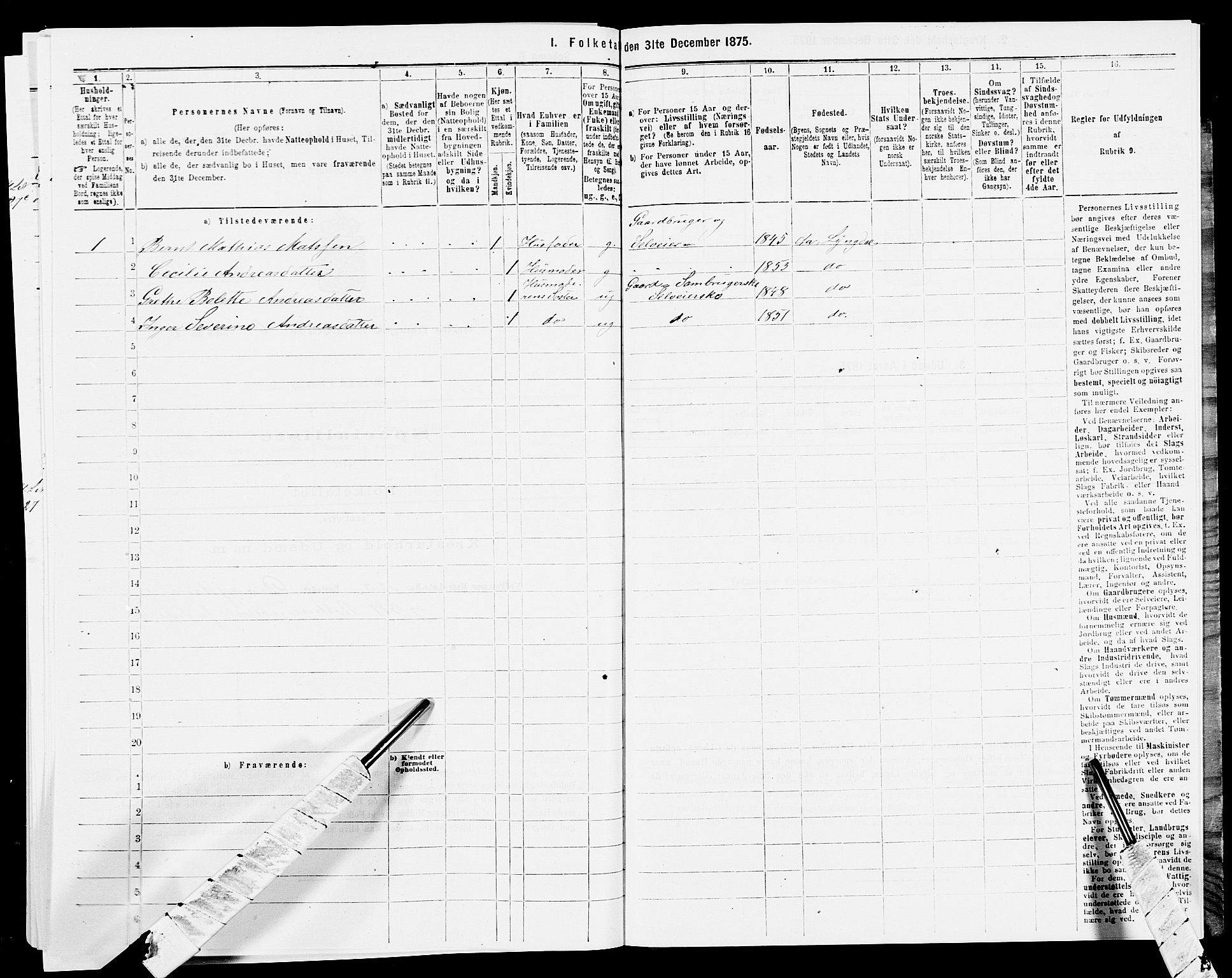 SAK, 1875 census for 1032P Lyngdal, 1875, p. 1089