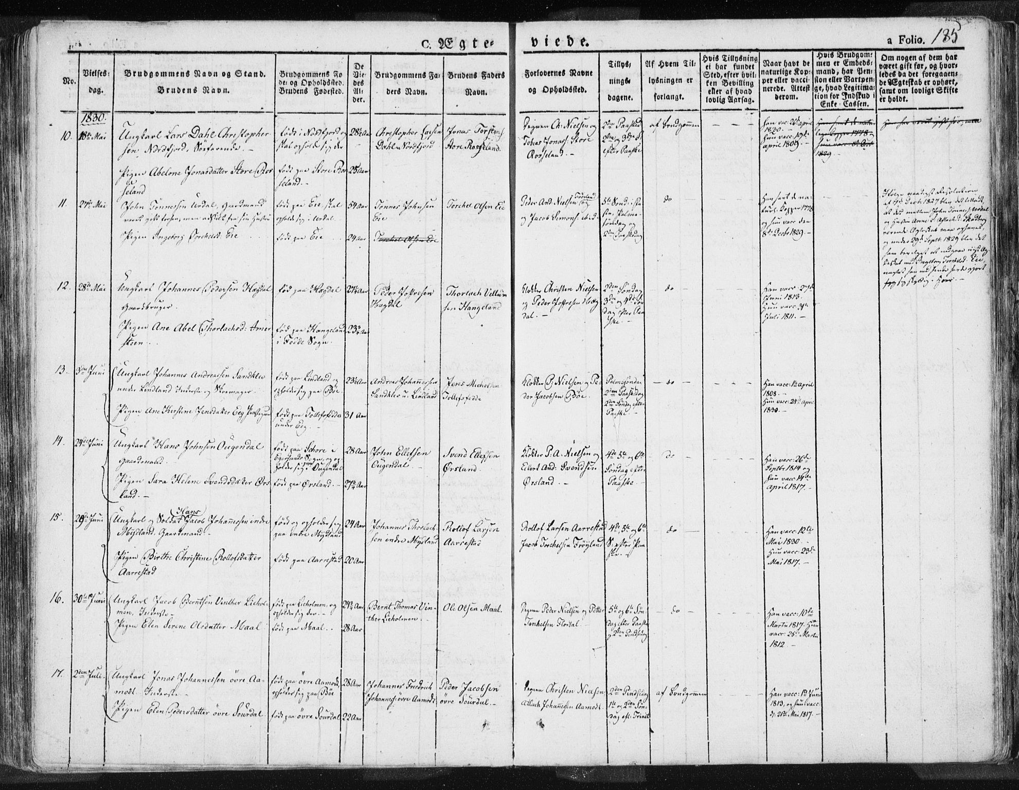 Sokndal sokneprestkontor, AV/SAST-A-101808: Parish register (official) no. A 7.1, 1826-1842, p. 185