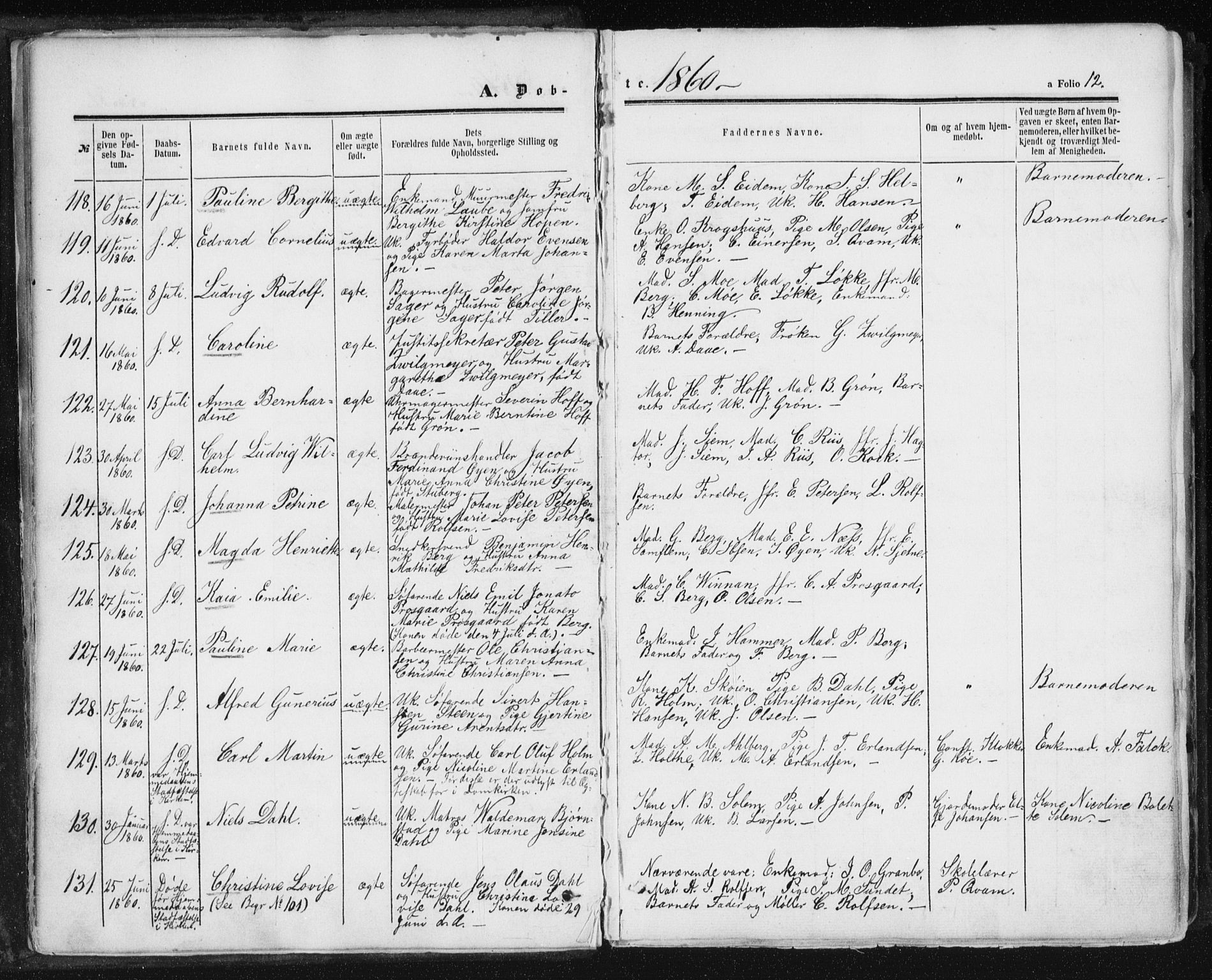 Ministerialprotokoller, klokkerbøker og fødselsregistre - Sør-Trøndelag, AV/SAT-A-1456/602/L0115: Parish register (official) no. 602A13, 1860-1872, p. 12