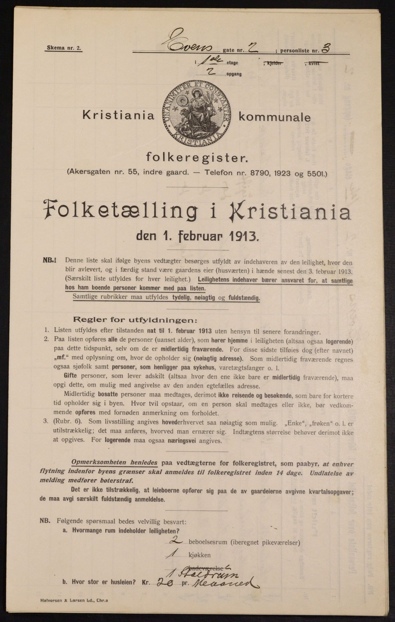 OBA, Municipal Census 1913 for Kristiania, 1913, p. 23001