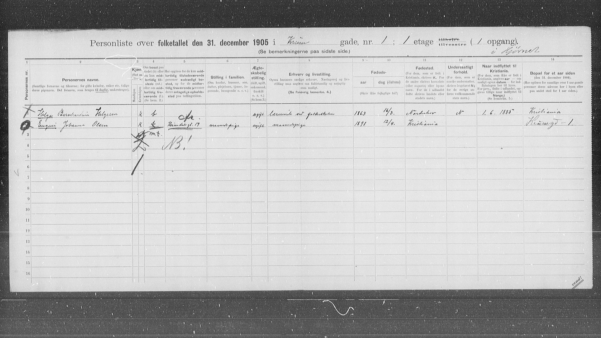 OBA, Municipal Census 1905 for Kristiania, 1905, p. 28938