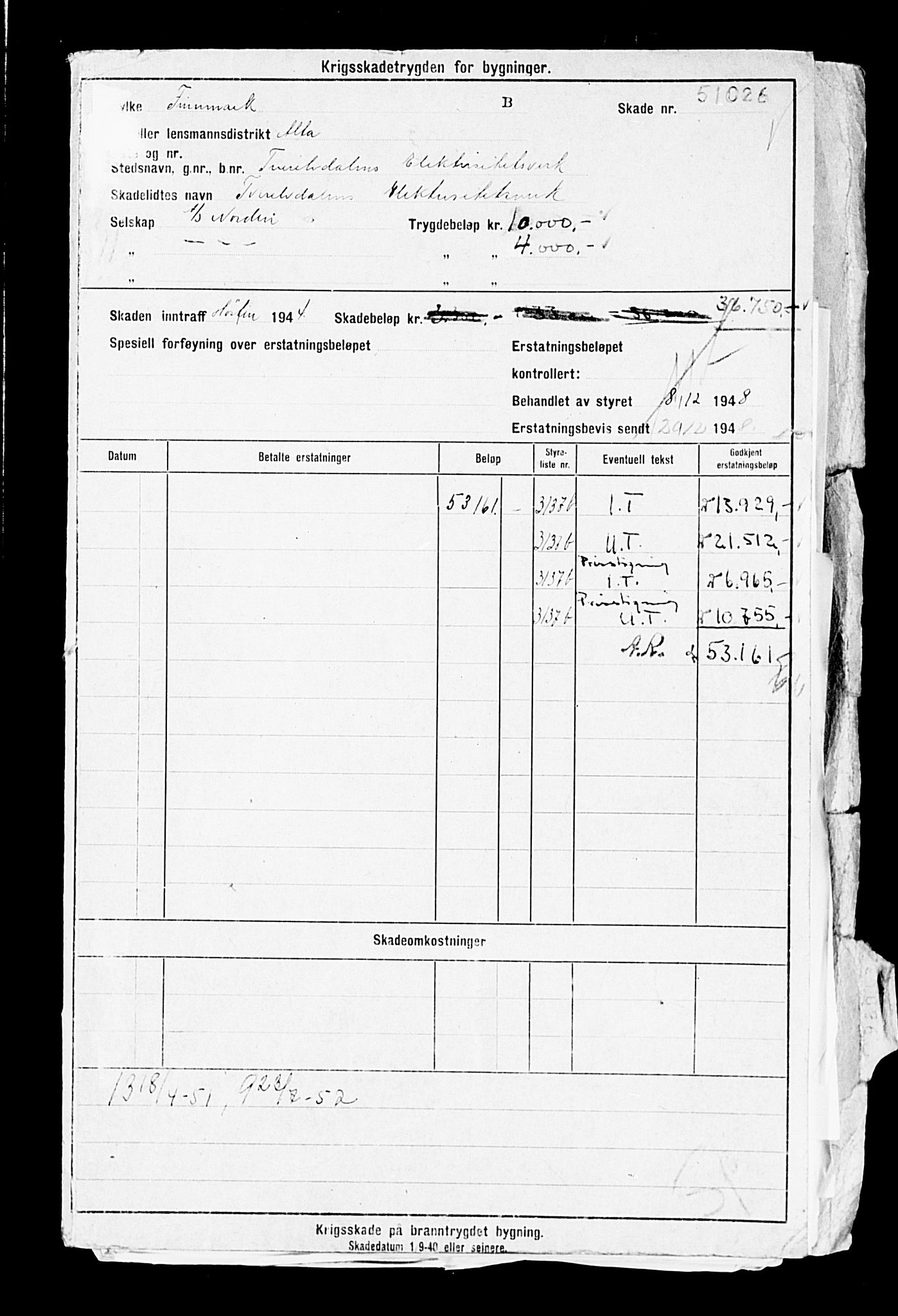 Krigsskadetrygdene for bygninger og løsøre, AV/RA-S-1548/V/L0014: --, 1940-1945, p. 41