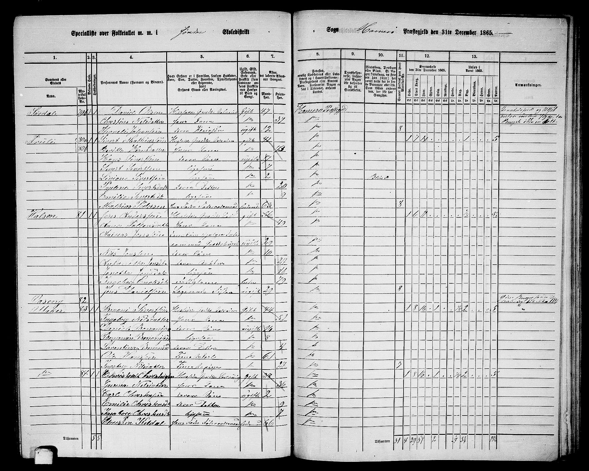 RA, 1865 census for Hamarøy, 1865, p. 48