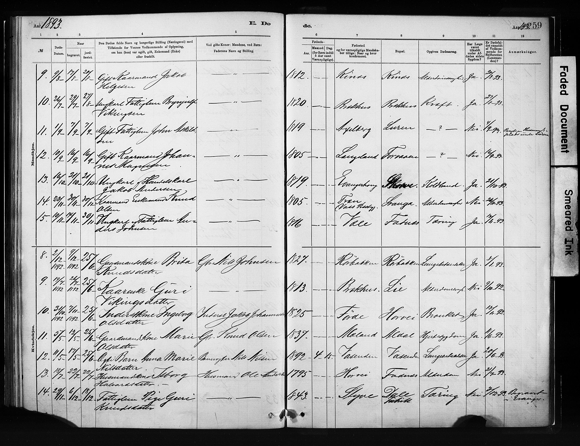 Evanger sokneprestembete, SAB/A-99924: Parish register (official) no. A 1, 1877-1899, p. 259