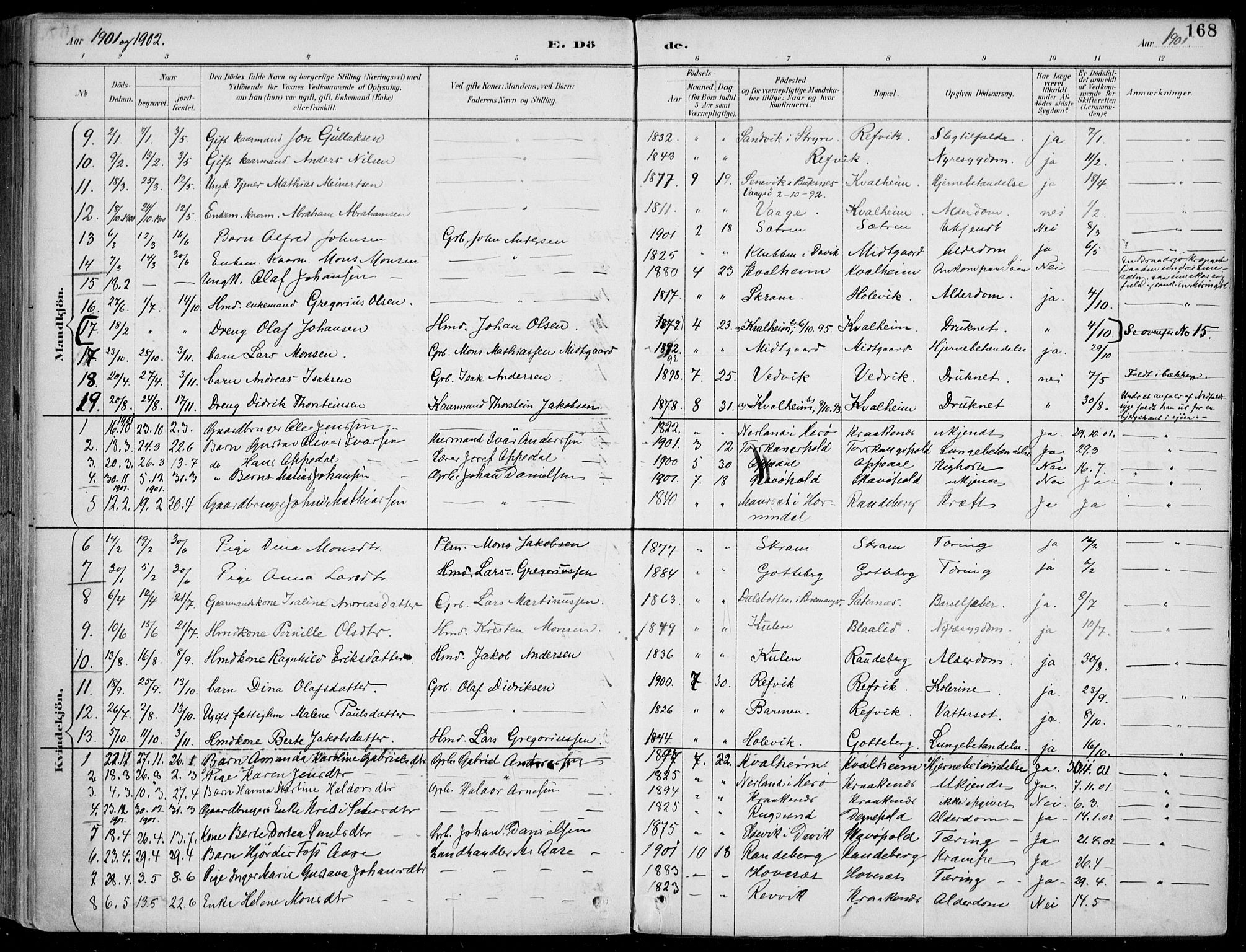 Selje sokneprestembete, AV/SAB-A-99938/H/Ha/Haa/Haac/L0002: Parish register (official) no. C  2, 1889-1904, p. 168