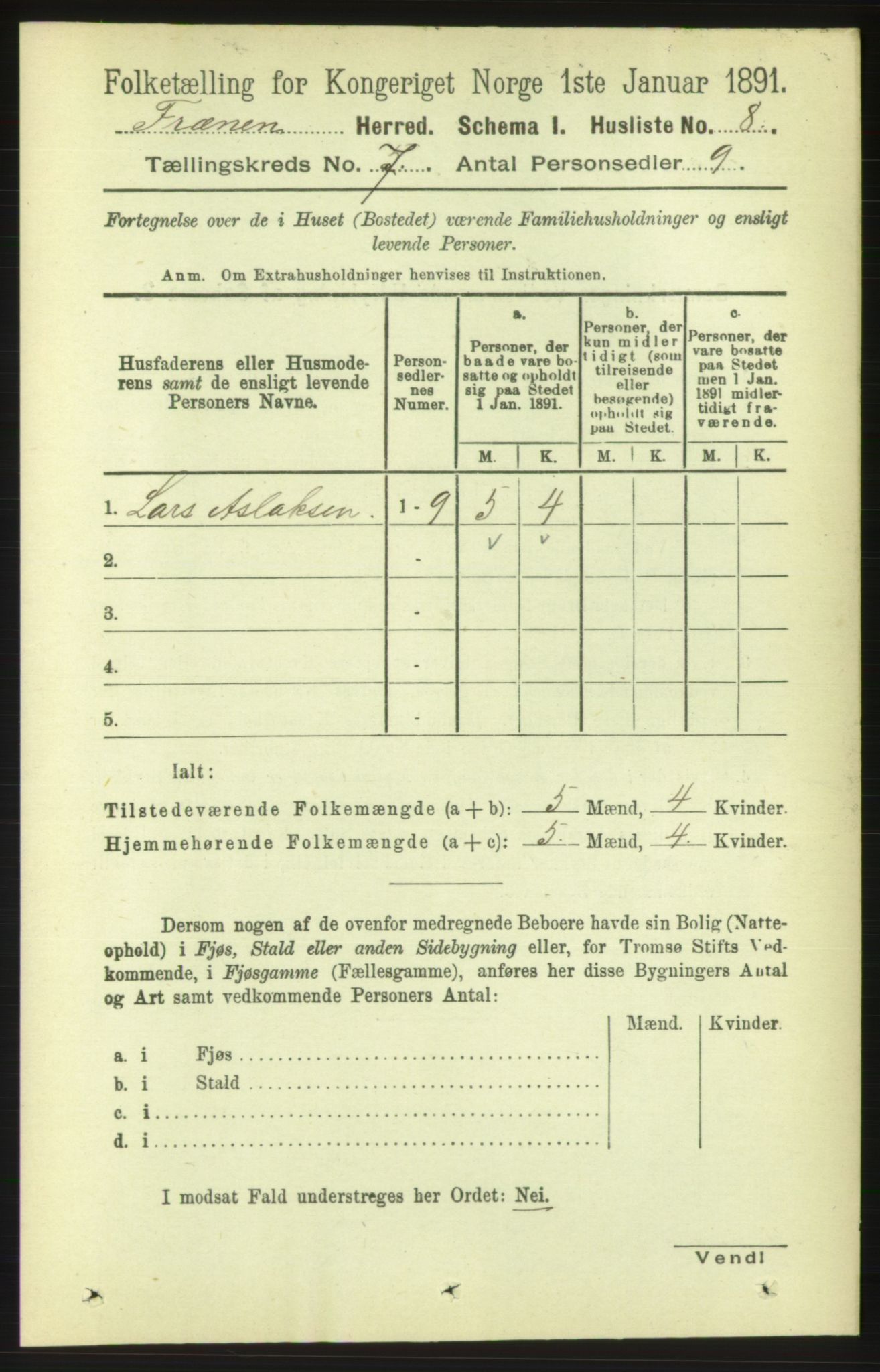 RA, 1891 census for 1548 Fræna, 1891, p. 2293