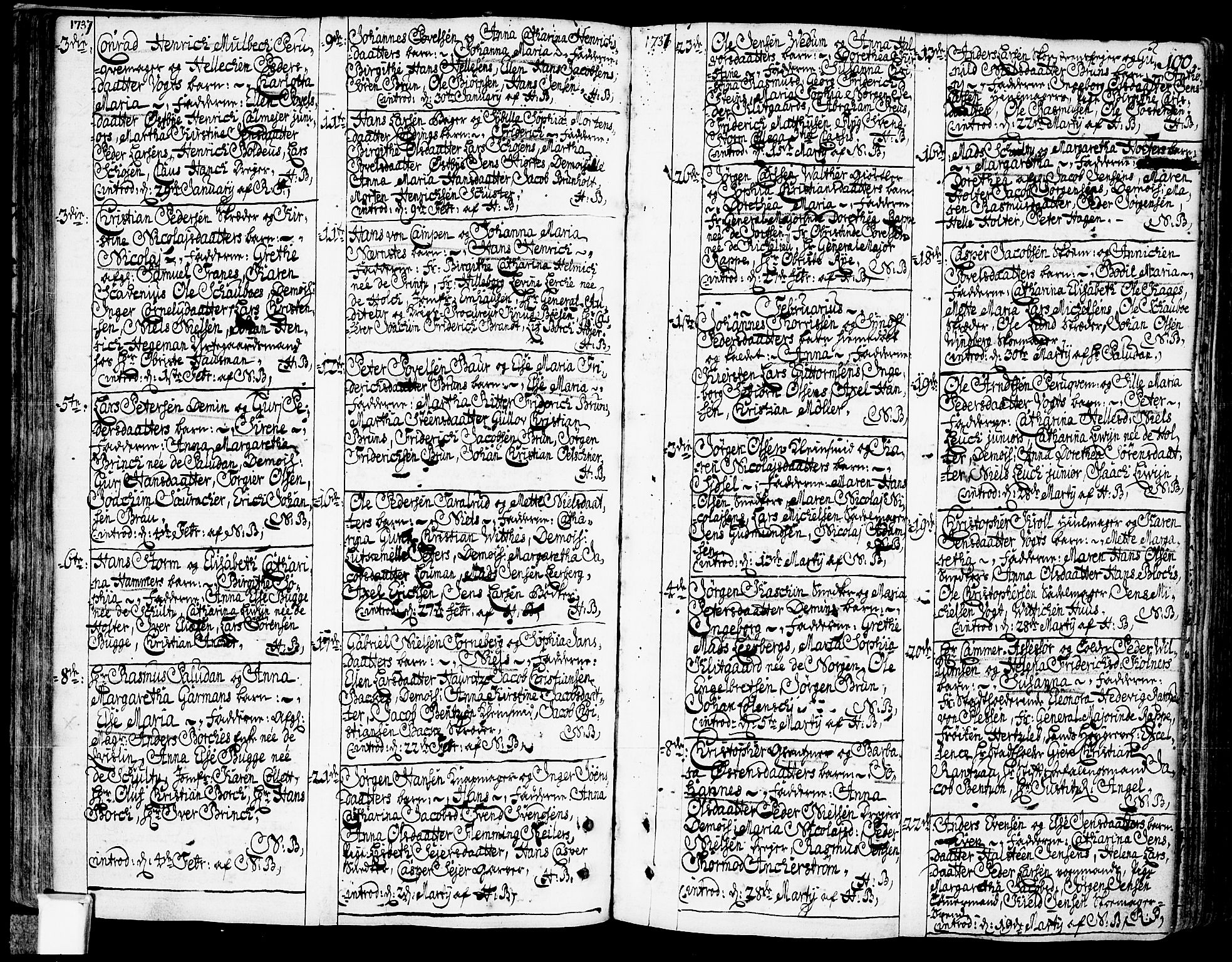 Oslo domkirke Kirkebøker, SAO/A-10752/F/Fa/L0003: Parish register (official) no. 3, 1731-1743, p. 100
