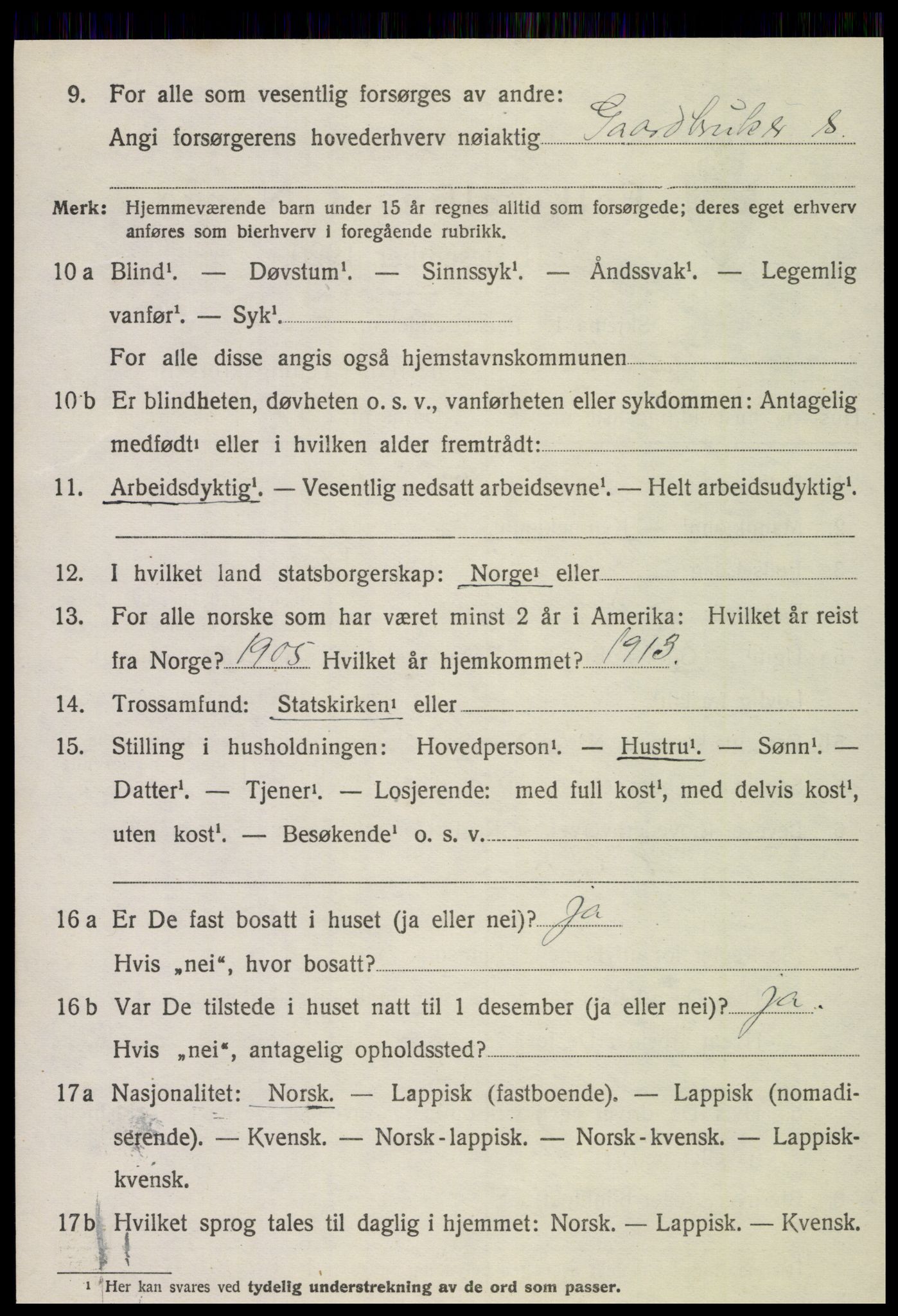 SAT, 1920 census for Beitstad, 1920, p. 4120