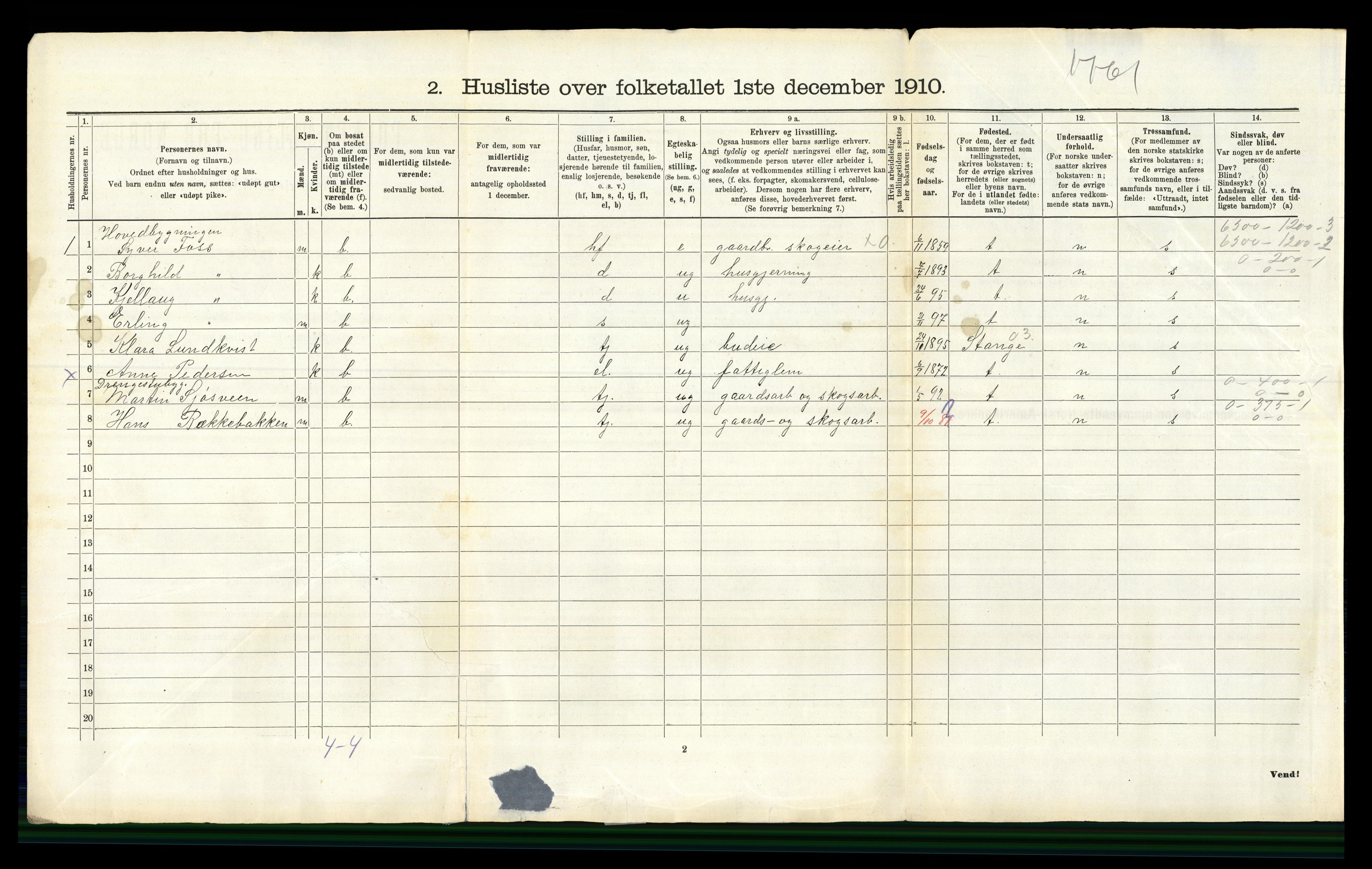 RA, 1910 census for Romedal, 1910, p. 1328
