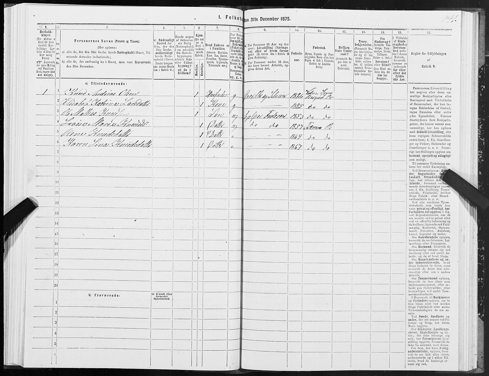 SAT, 1875 census for 1548P Fræna, 1875, p. 3141