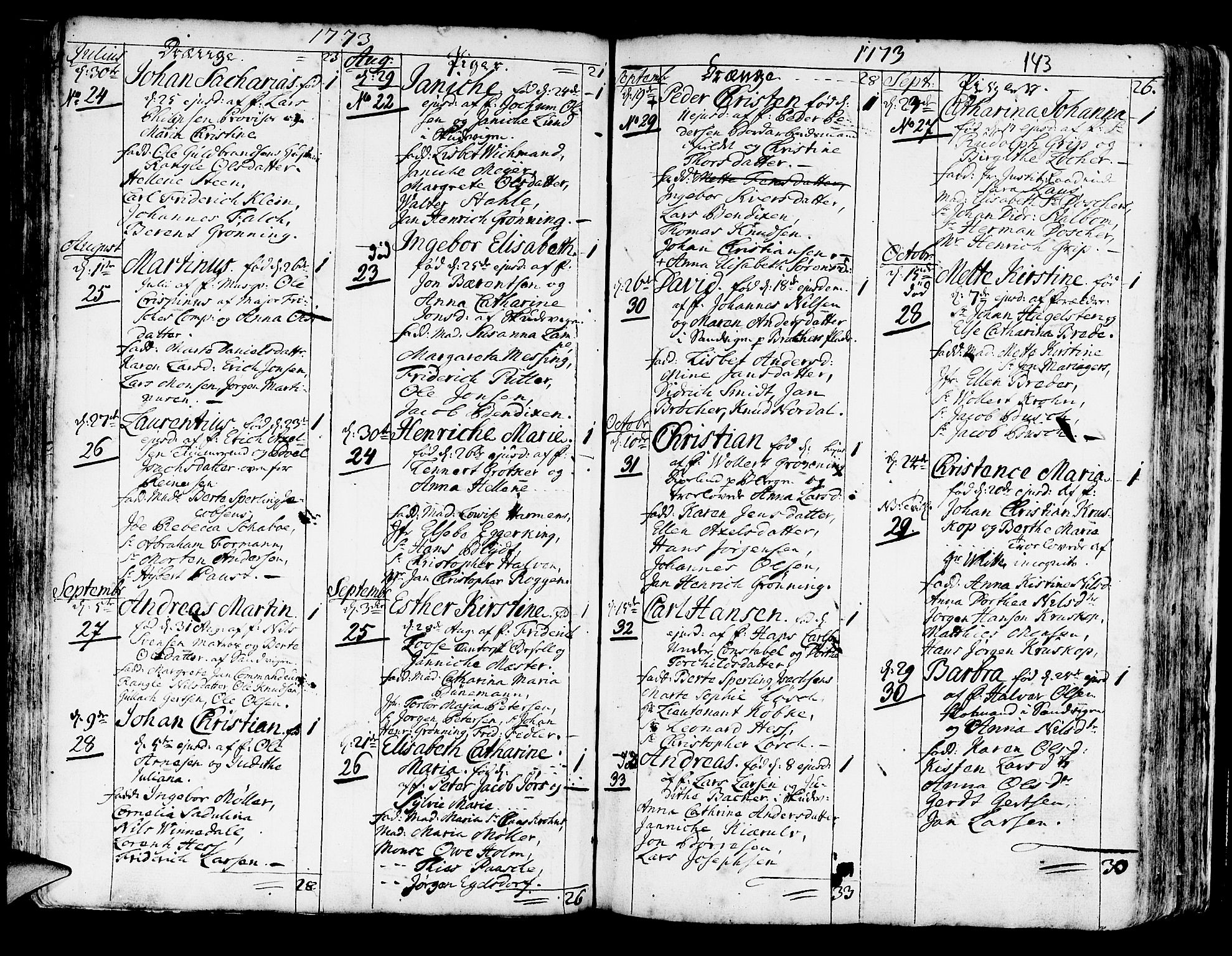 Korskirken sokneprestembete, SAB/A-76101/H/Haa/L0005: Parish register (official) no. A 5, 1751-1789, p. 143