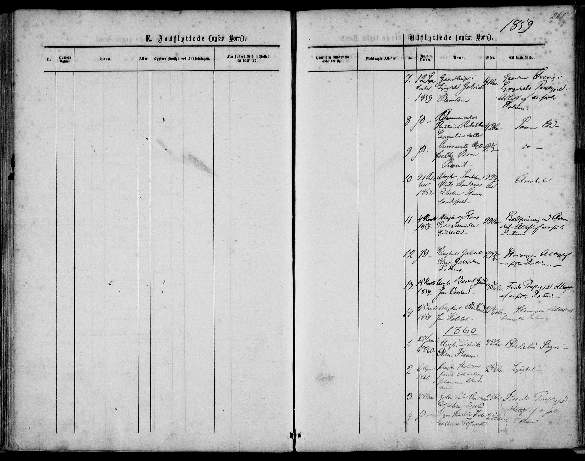 Kvinesdal sokneprestkontor, AV/SAK-1111-0026/F/Fa/Fab/L0006: Parish register (official) no. A 6, 1857-1869, p. 261