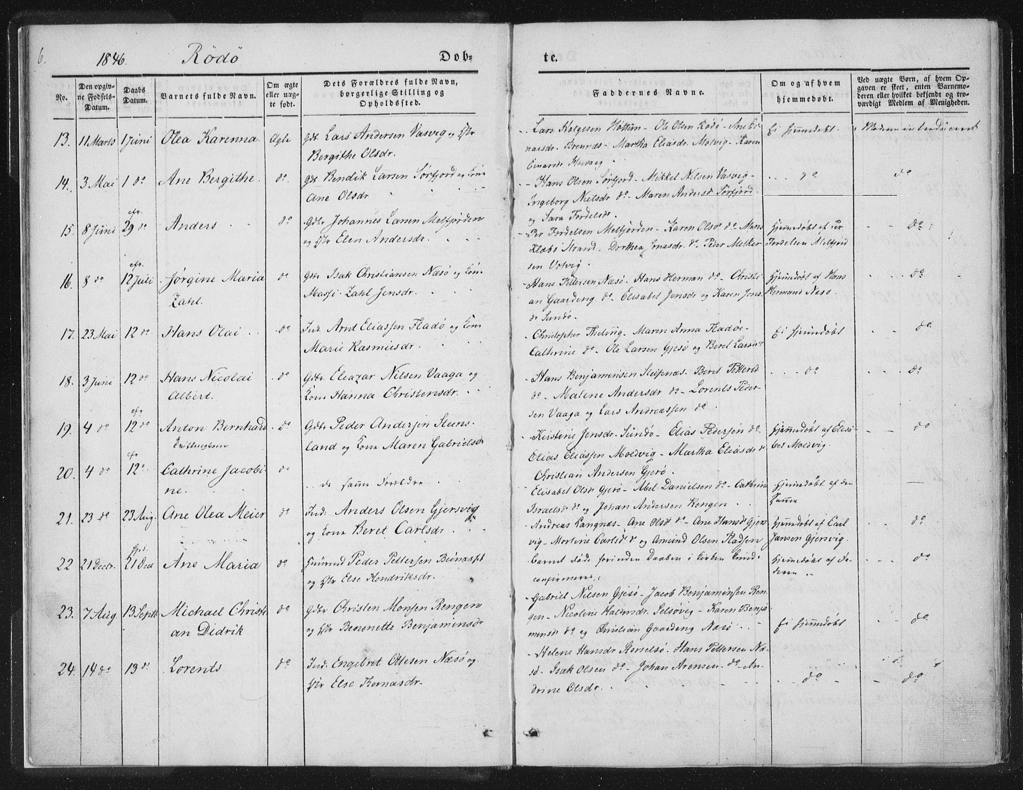 Ministerialprotokoller, klokkerbøker og fødselsregistre - Nordland, AV/SAT-A-1459/841/L0602: Parish register (official) no. 841A08 /1, 1845-1859, p. 6