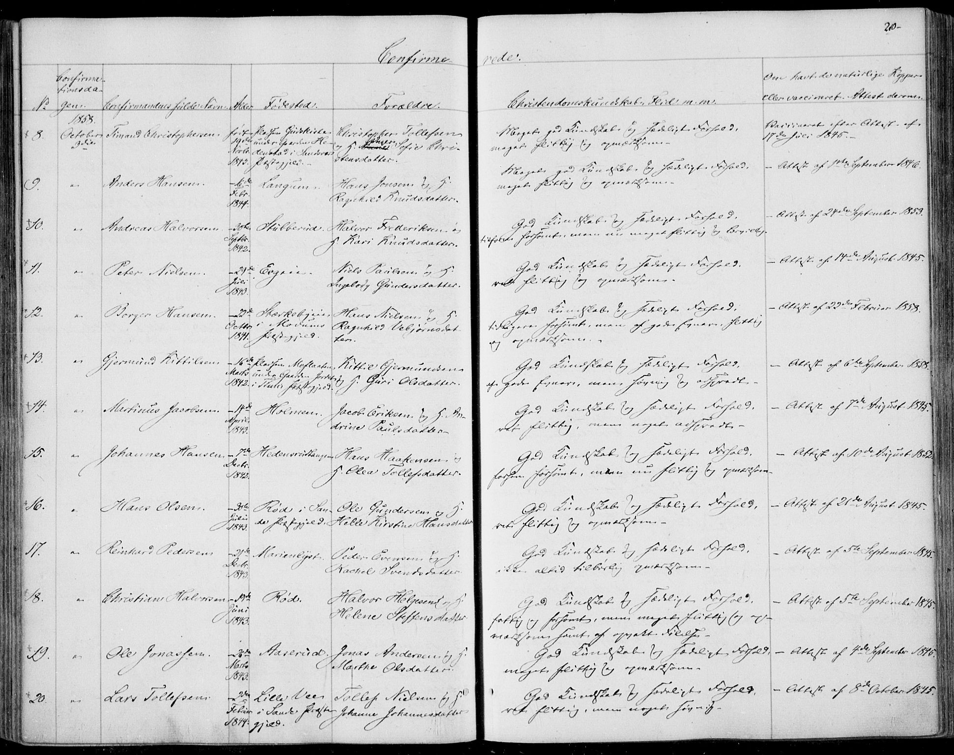 Skoger kirkebøker, AV/SAKO-A-59/F/Fa/L0003: Parish register (official) no. I 3, 1842-1861, p. 210