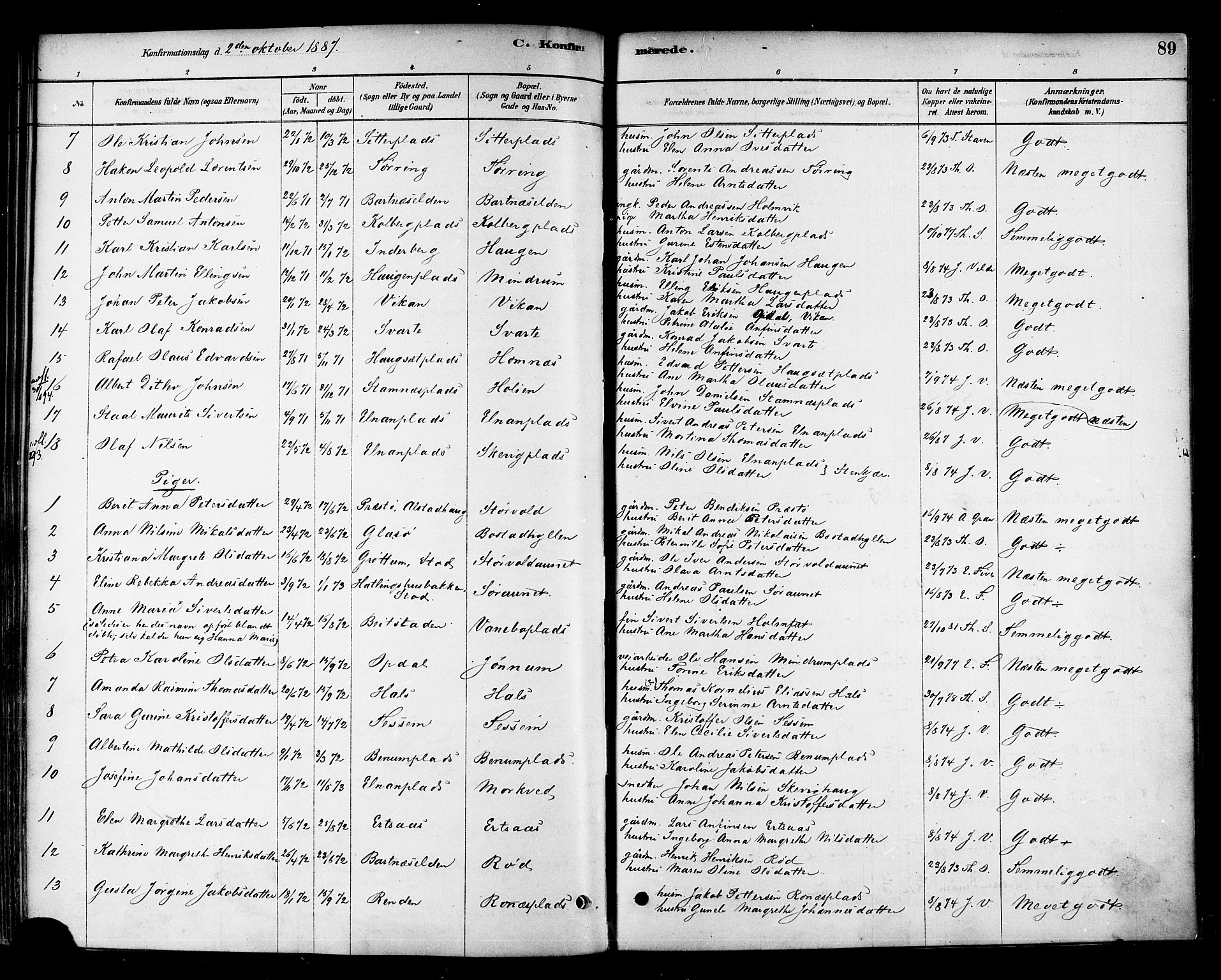Ministerialprotokoller, klokkerbøker og fødselsregistre - Nord-Trøndelag, SAT/A-1458/741/L0395: Parish register (official) no. 741A09, 1878-1888, p. 89