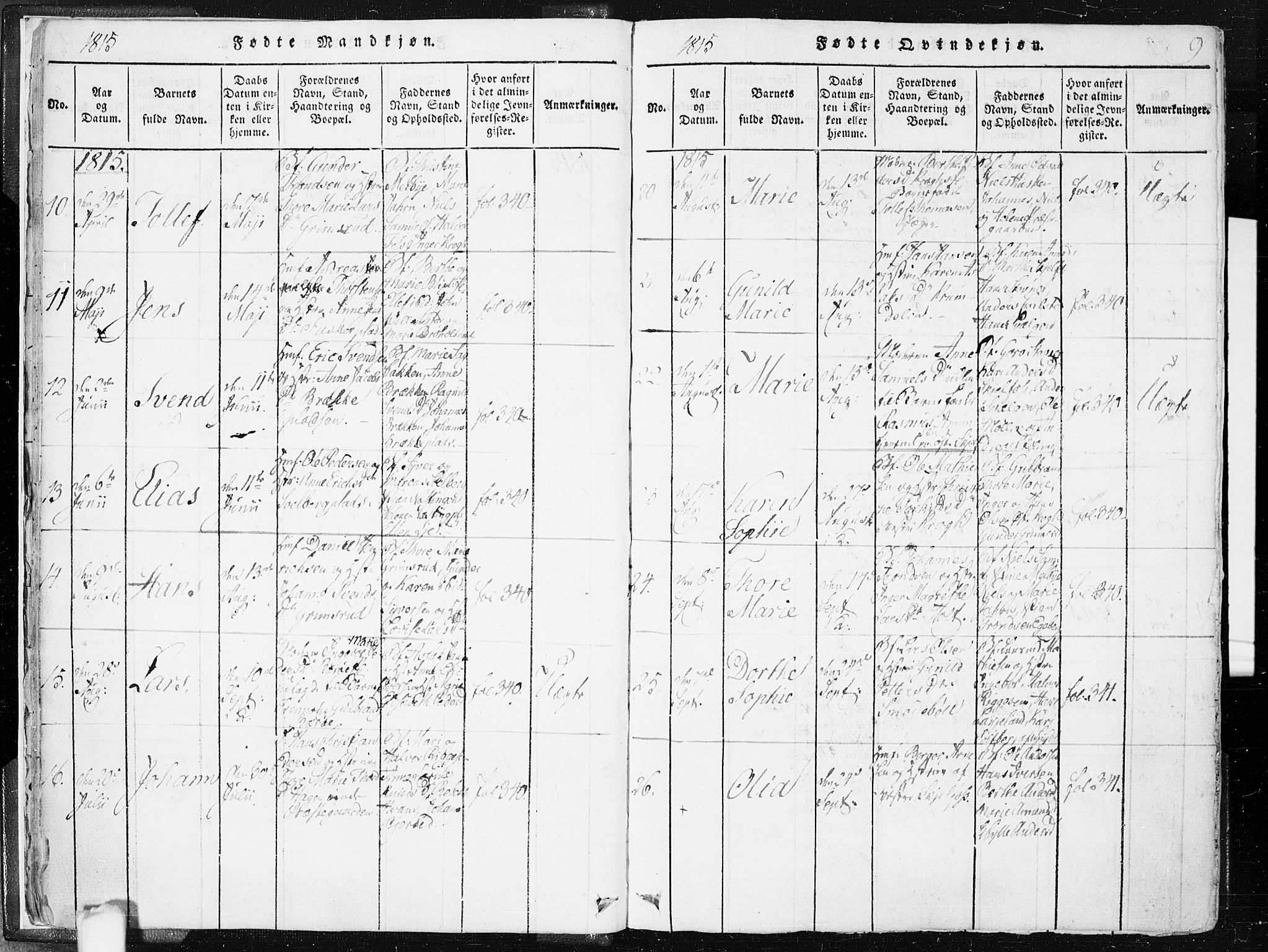 Hobøl prestekontor Kirkebøker, AV/SAO-A-2002/F/Fa/L0002: Parish register (official) no. I 2, 1814-1841, p. 9