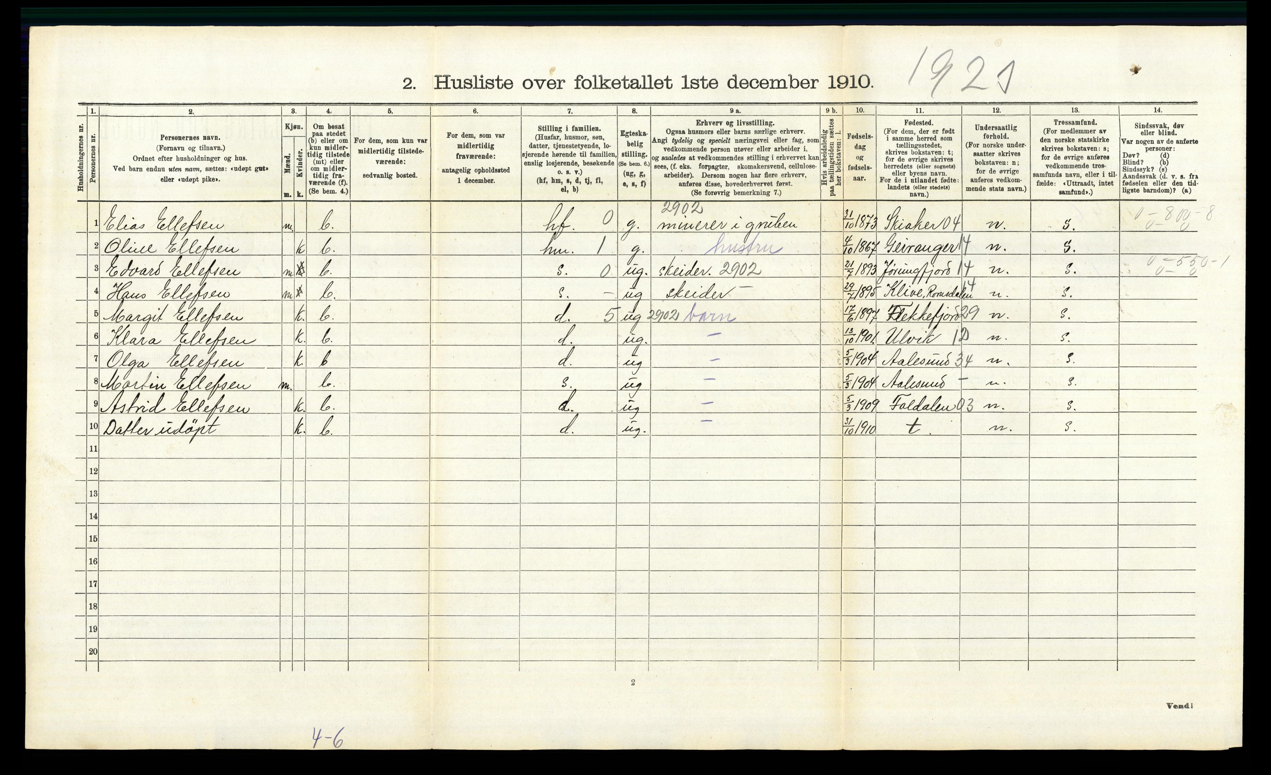 RA, 1910 census for Lille Elvedalen, 1910, p. 1114