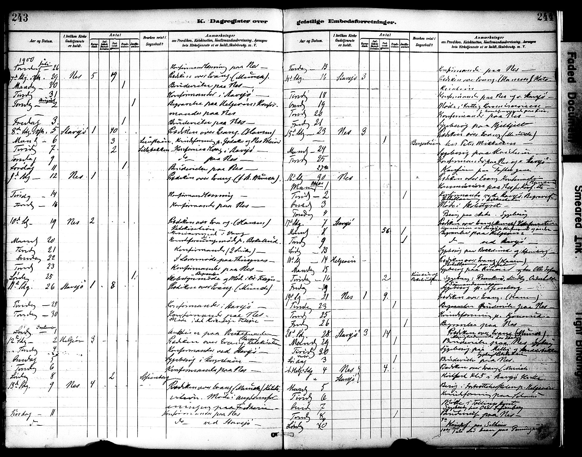 Nes prestekontor, Hedmark, SAH/PREST-020/K/Ka/L0010: Parish register (official) no. 10, 1887-1905, p. 243-244