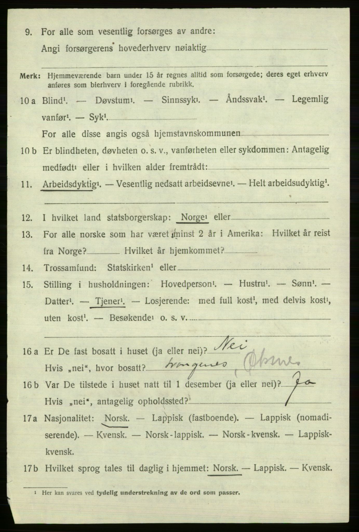 SATØ, 1920 census for Loppa, 1920, p. 3683