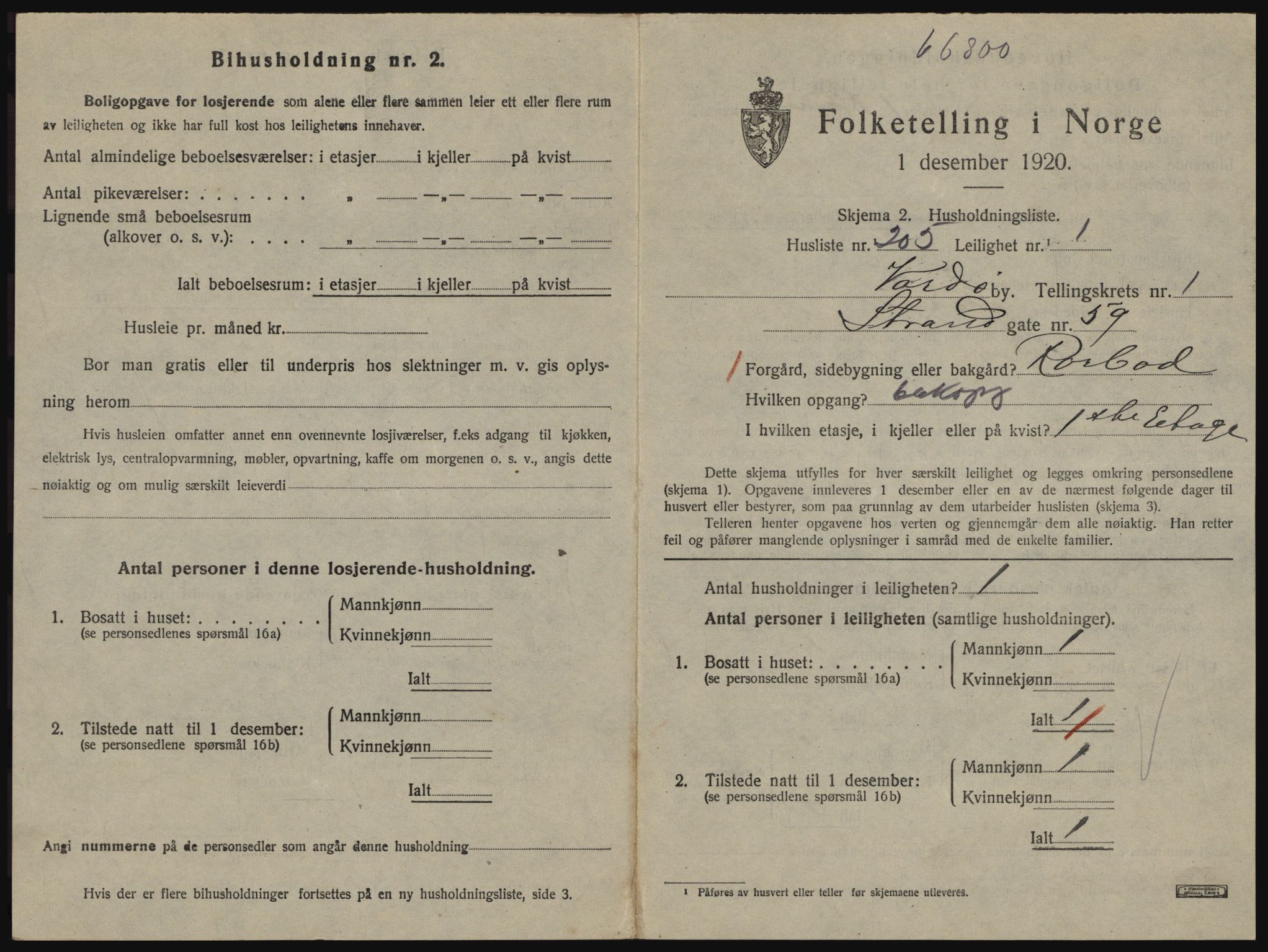 SATØ, 1920 census for Vardø, 1920, p. 1659