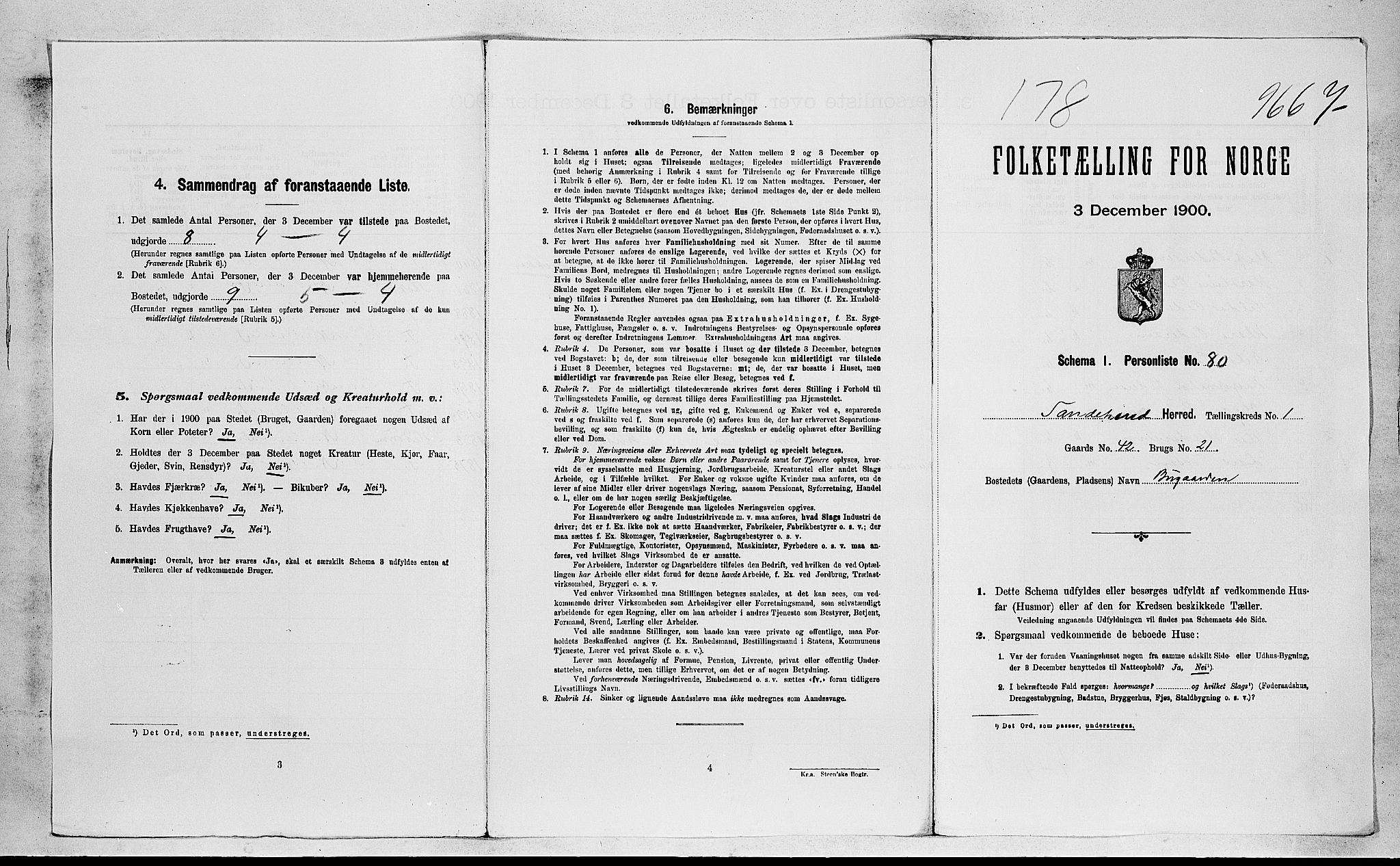 RA, 1900 census for Sandeherred, 1900, p. 52