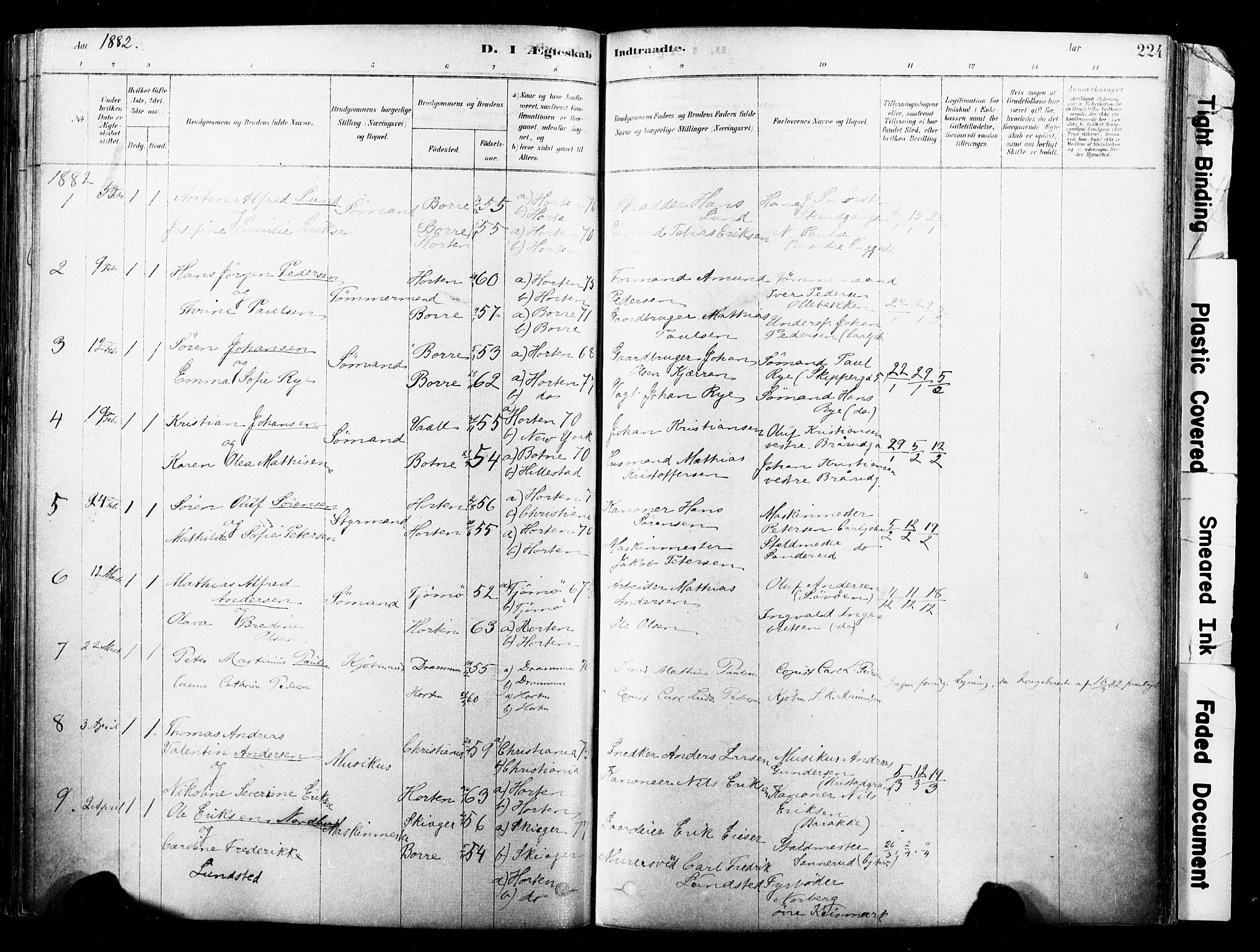 Horten kirkebøker, SAKO/A-348/F/Fa/L0003: Parish register (official) no. 3, 1878-1887, p. 224