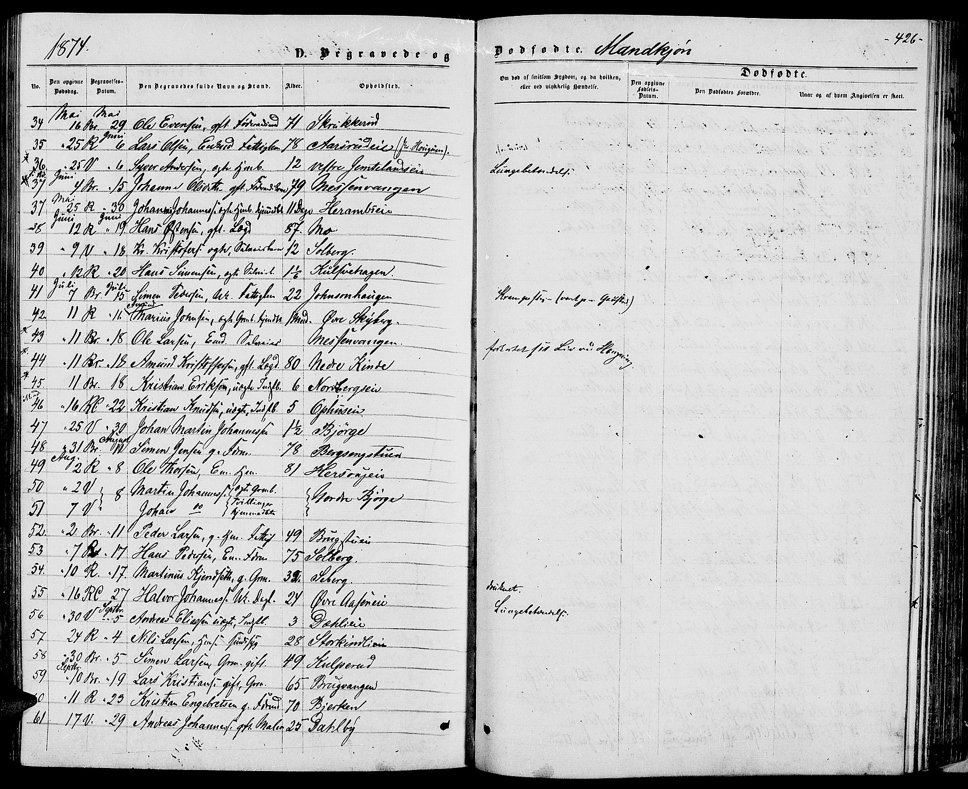 Ringsaker prestekontor, AV/SAH-PREST-014/L/La/L0008: Parish register (copy) no. 8, 1870-1878, p. 426