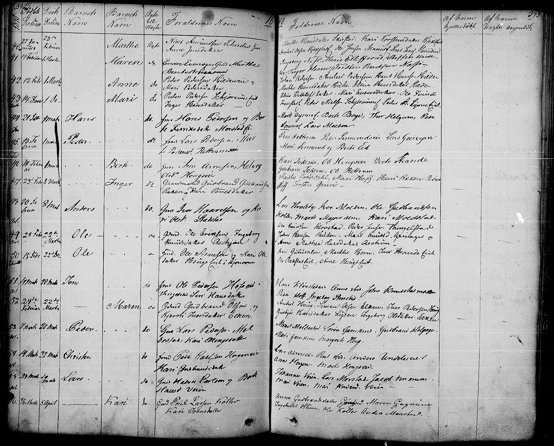 Gran prestekontor, SAH/PREST-112/H/Ha/Haa/L0010: Parish register (official) no. 10, 1824-1842, p. 392-393