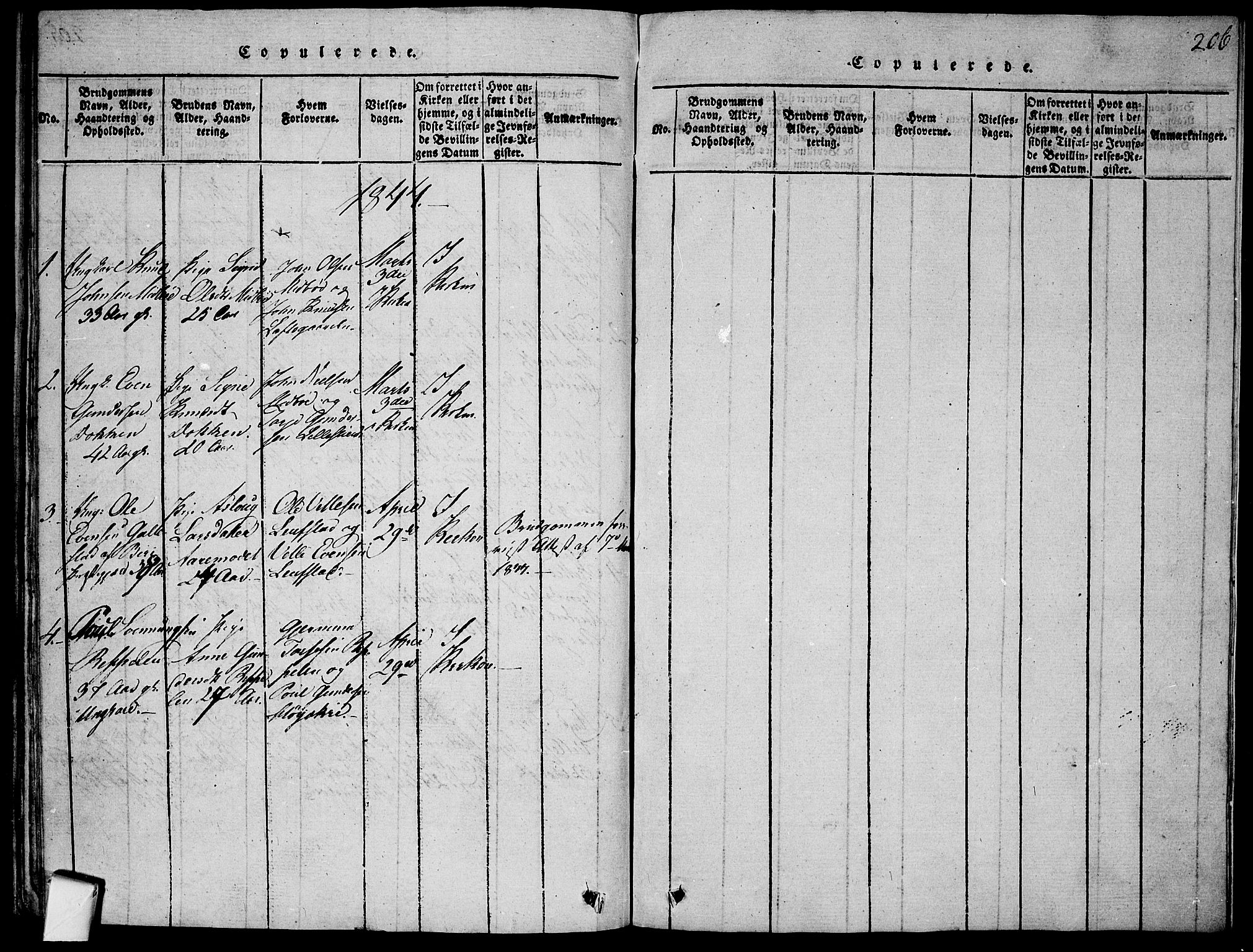 Mo kirkebøker, SAKO/A-286/F/Fa/L0004: Parish register (official) no. I 4, 1814-1844, p. 206