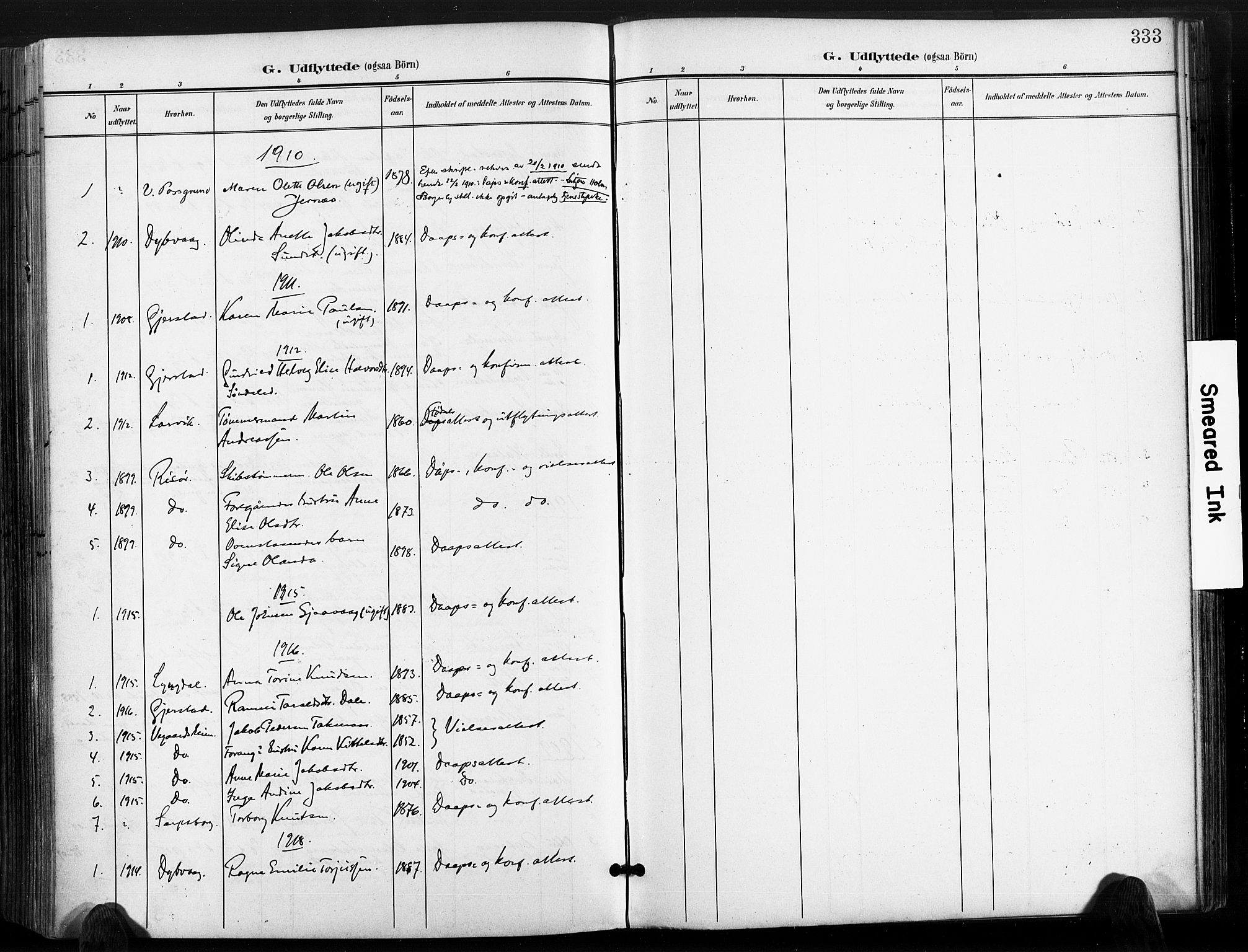 Søndeled sokneprestkontor, AV/SAK-1111-0038/F/Fa/L0006: Parish register (official) no. A 6, 1900-1922, p. 333