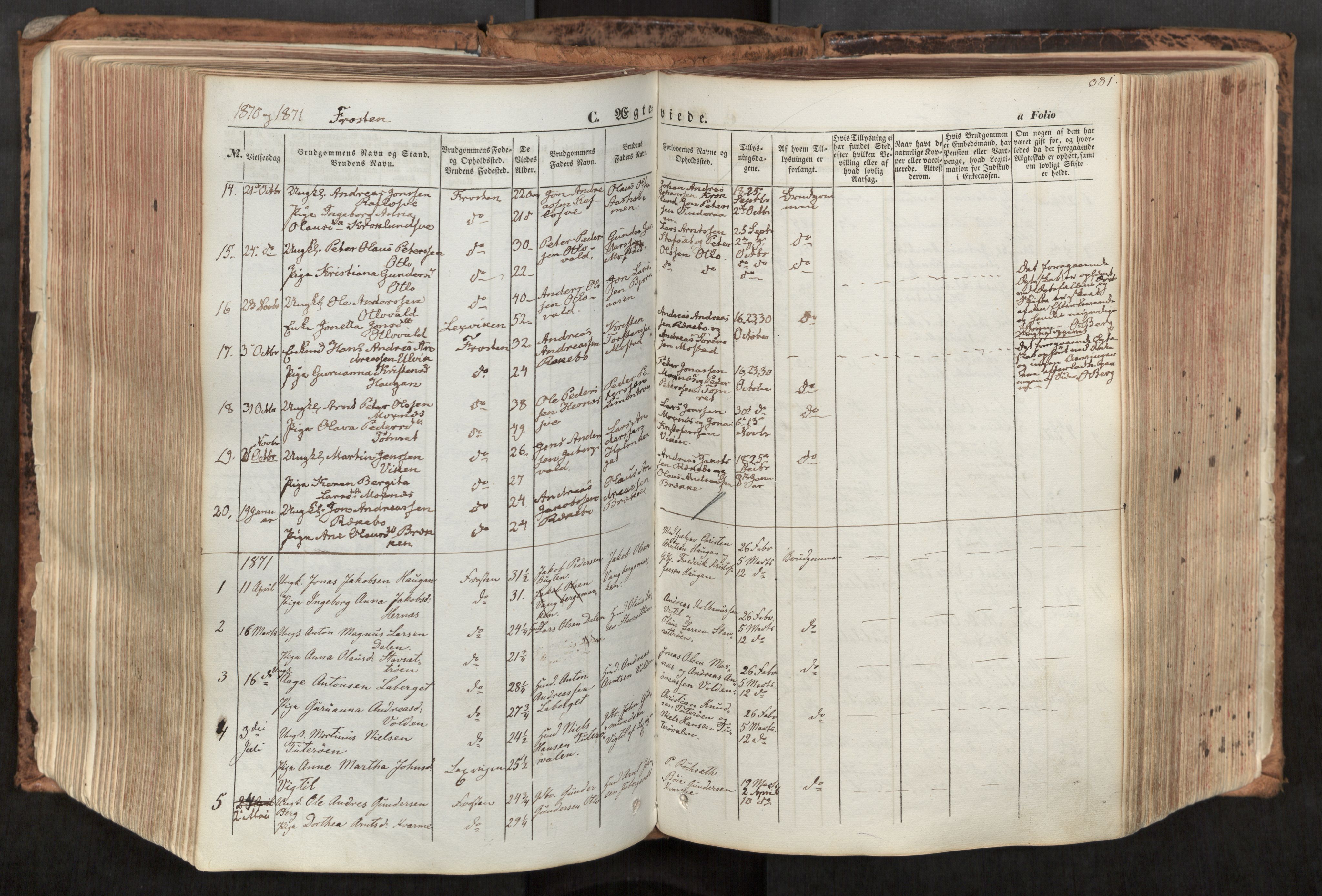 Ministerialprotokoller, klokkerbøker og fødselsregistre - Nord-Trøndelag, SAT/A-1458/713/L0116: Parish register (official) no. 713A07, 1850-1877, p. 381