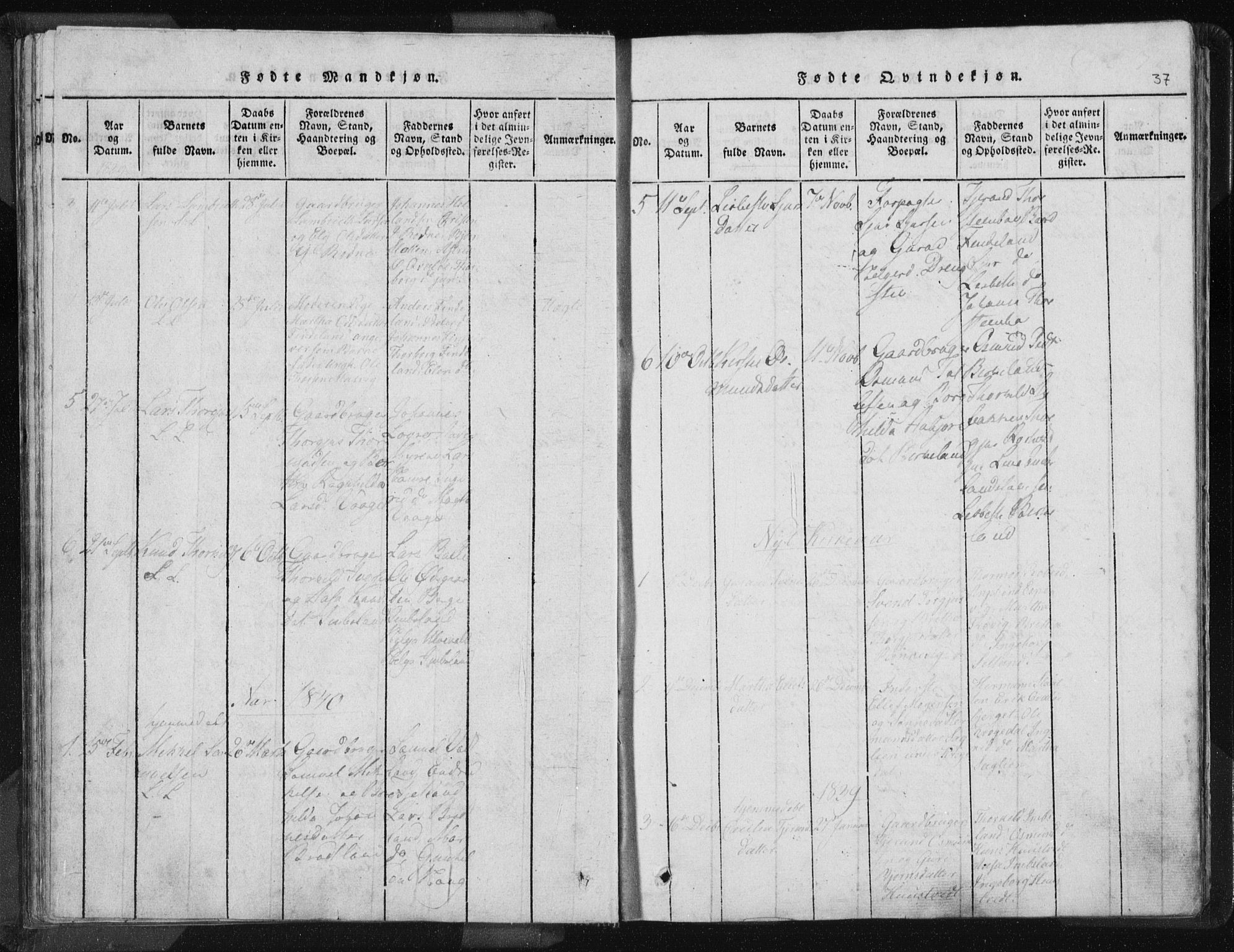 Vikedal sokneprestkontor, AV/SAST-A-101840/01/IV: Parish register (official) no. A 5, 1817-1850, p. 37